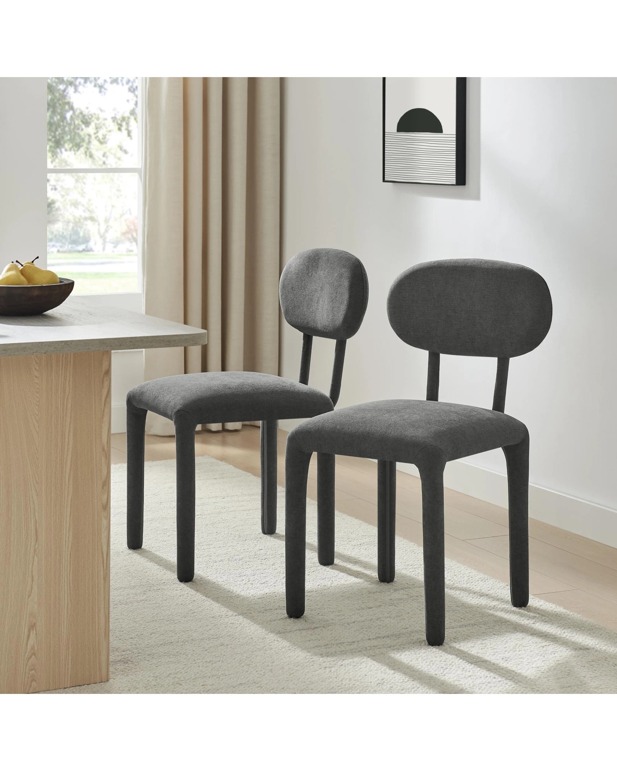 2 Kodu Full Upholstered Dining Chairs Set of 2 - Charcoal, 2 of 10