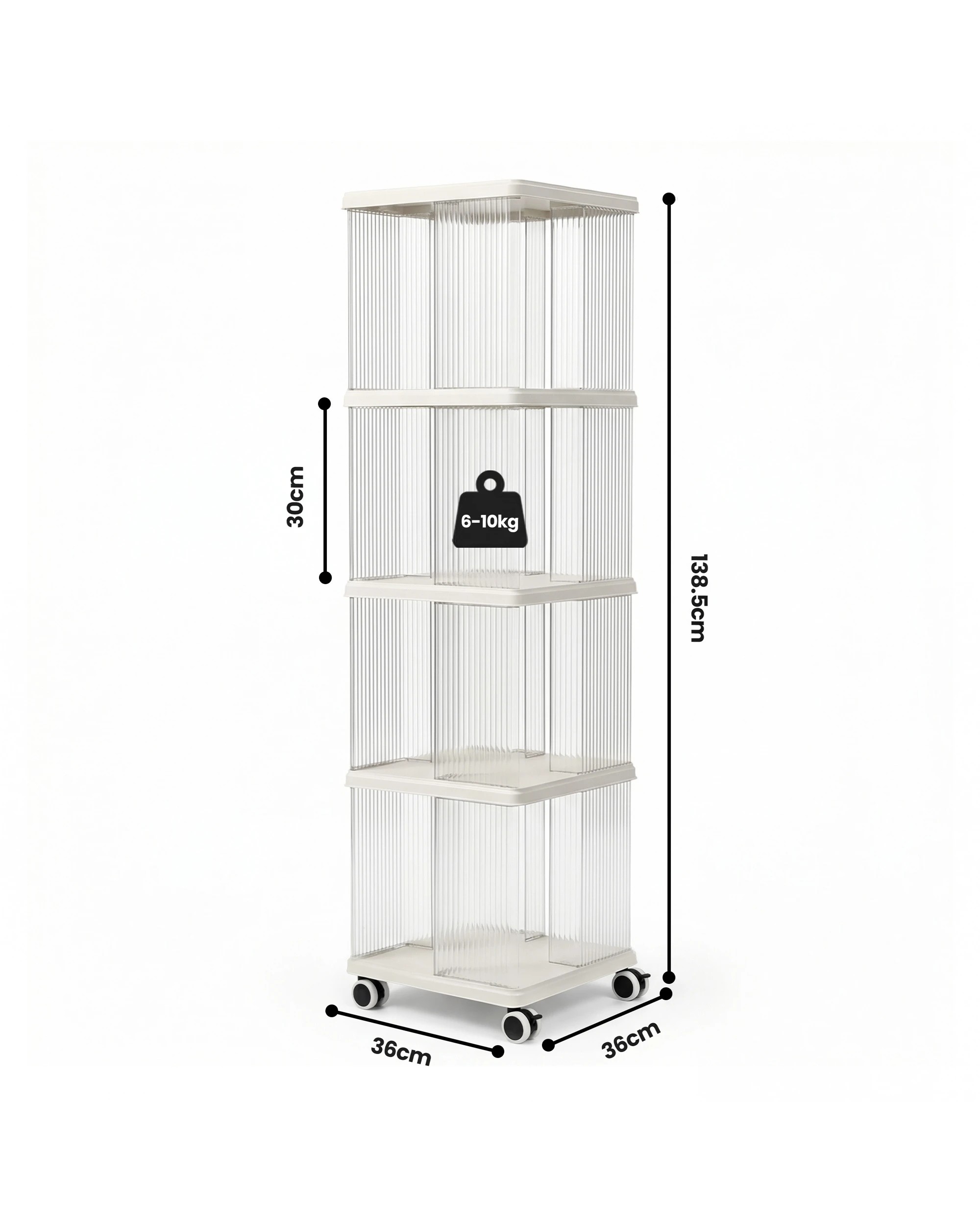 2 Advwin 4-Tier Rolling Bookshelf Display Unit - Beige+Clear, 2 of 8