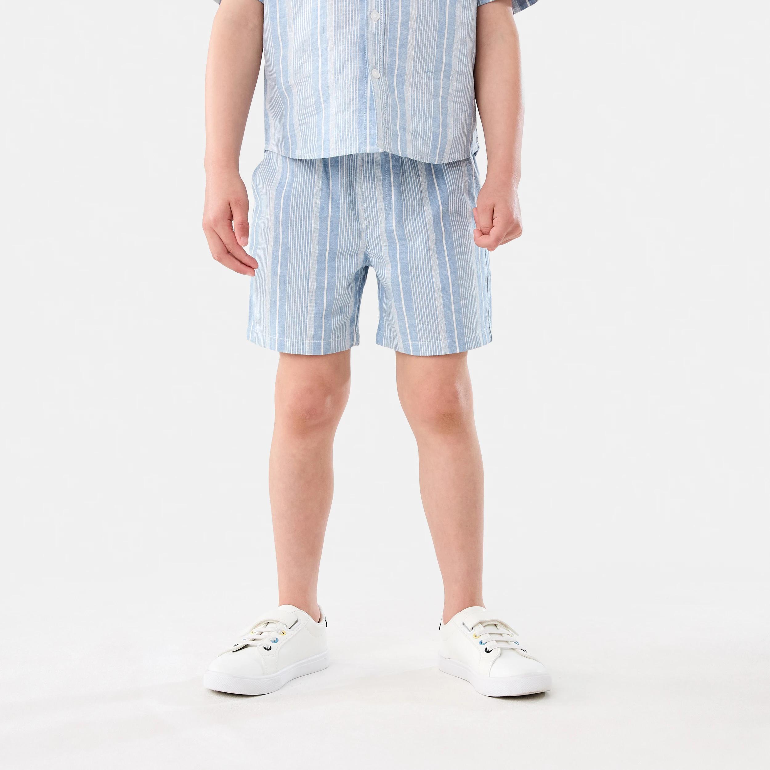 1 Linen Blend Shorts Boys Cc Stripe, 1 of 6