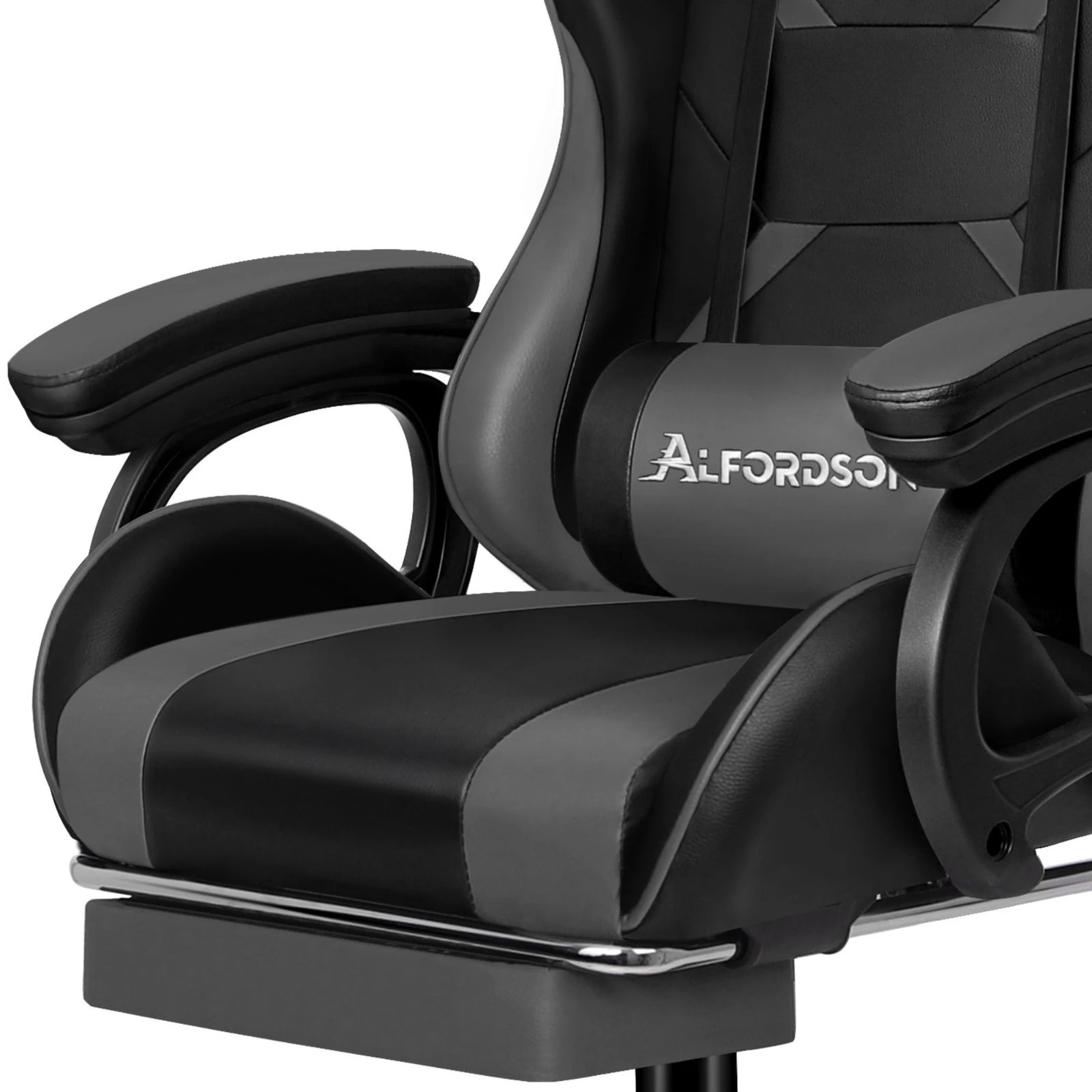 9 Alfordson Gaming Office Chair Massage Racing Computer Seat Footrest Leather - Grey, 9 of 10