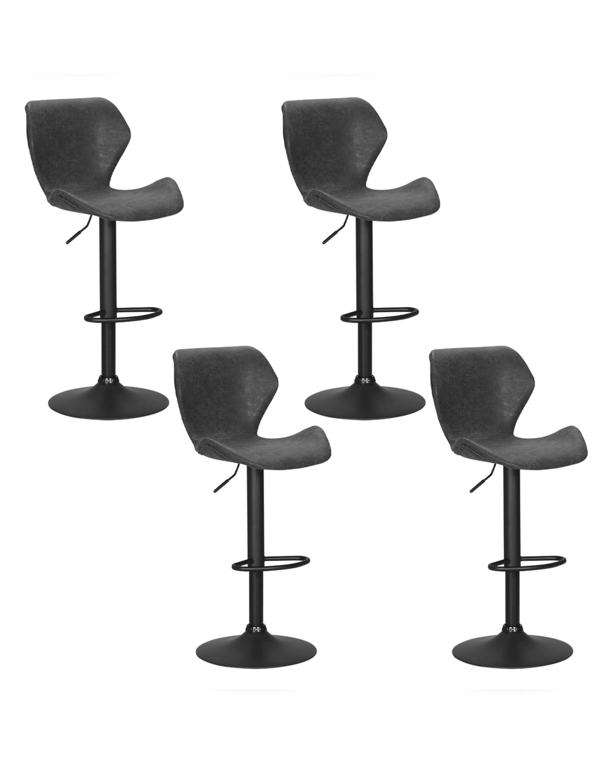 1 Artiss 4x Bar Stools Vintage Leather Gas Lift
 - Black, 1 of 3