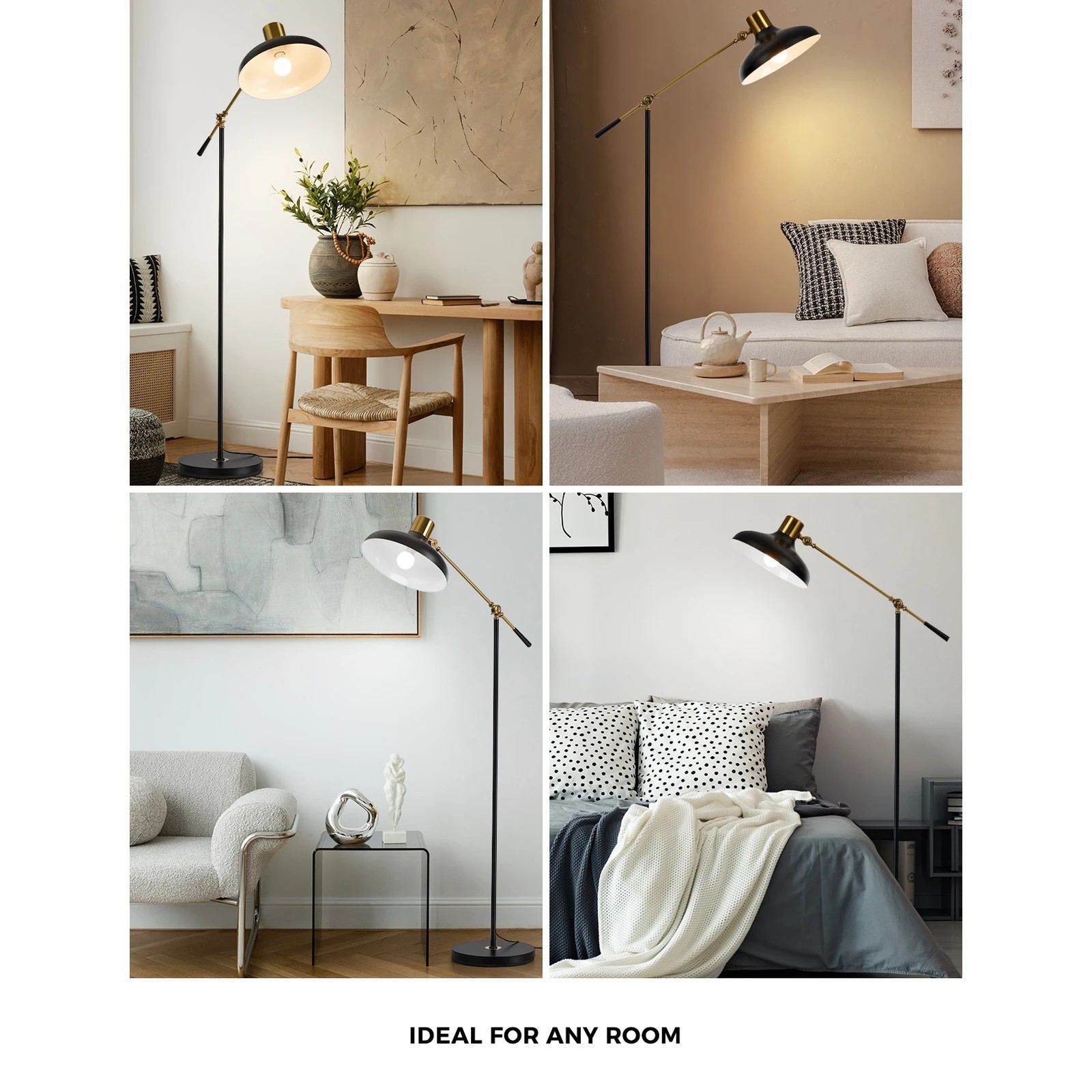 6 Oikiture Floor Lamps Adjustable Height Standing Metal Frame - Black, 6 of 10