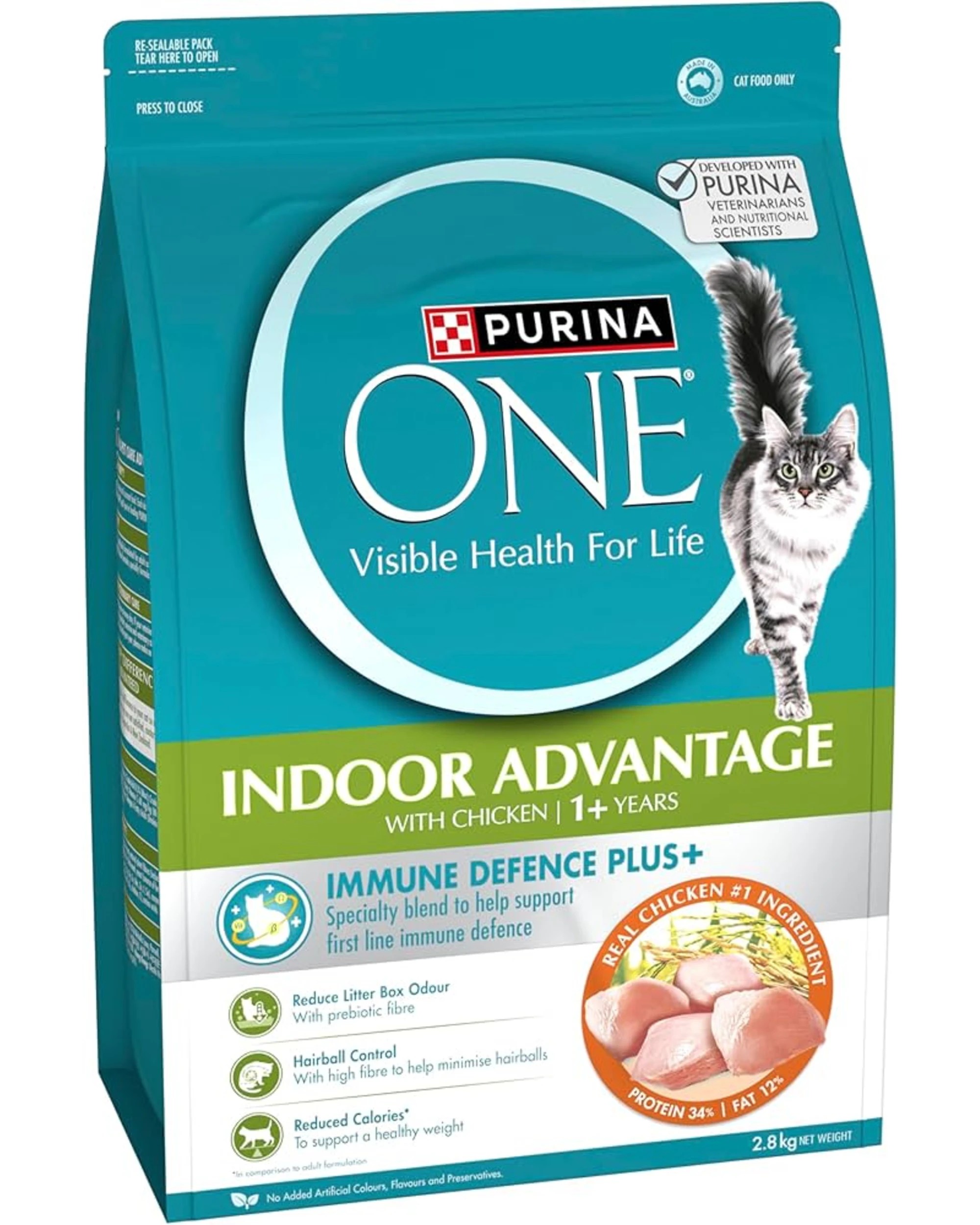 1 Purina One Adult Indoor Chicken Dry Cat Food 2.8kg, 1 of 1