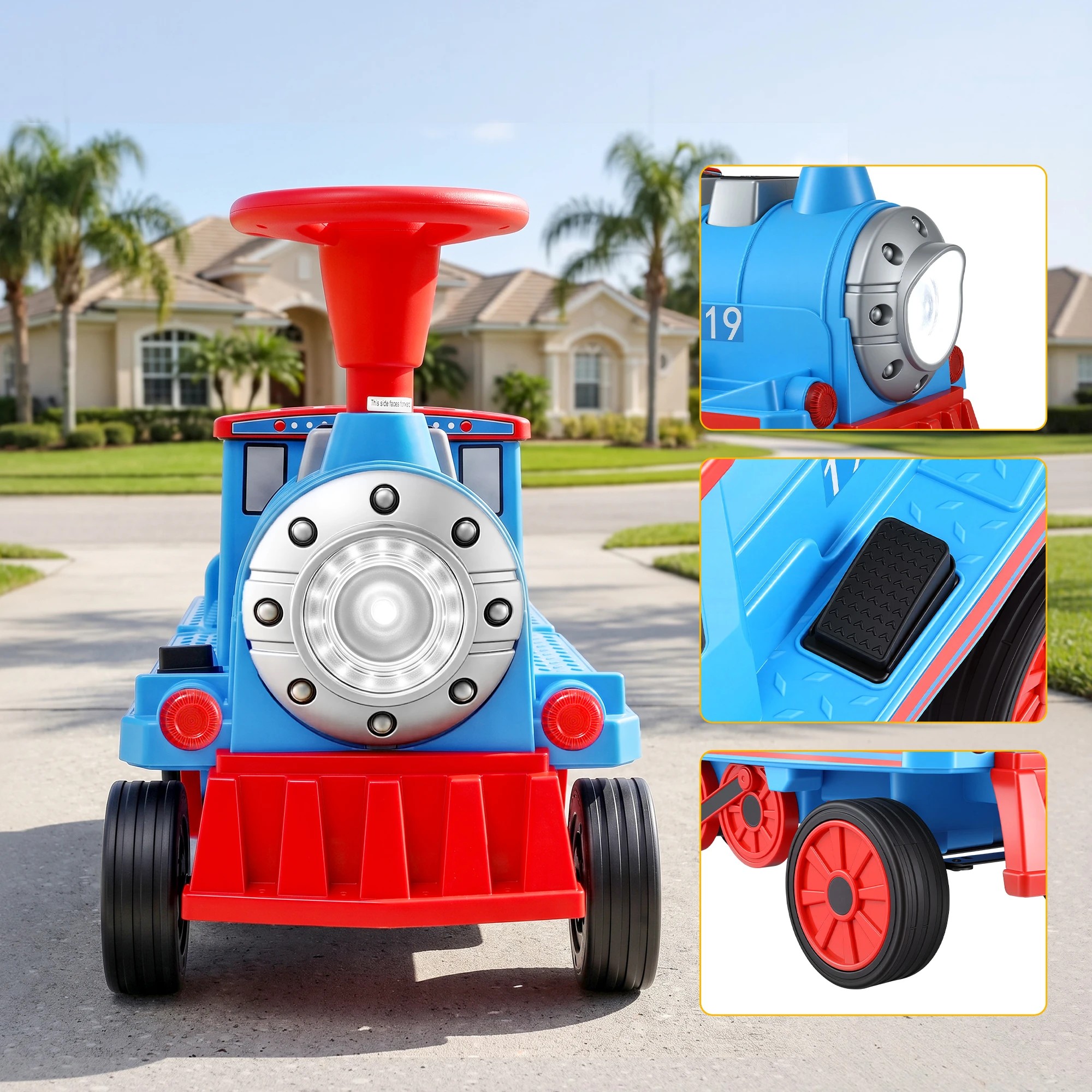 9 Rigo Kids Ride on Car Train 12V Electric Toy 2-Seater Storage 87cm - Blue, 9 of 10