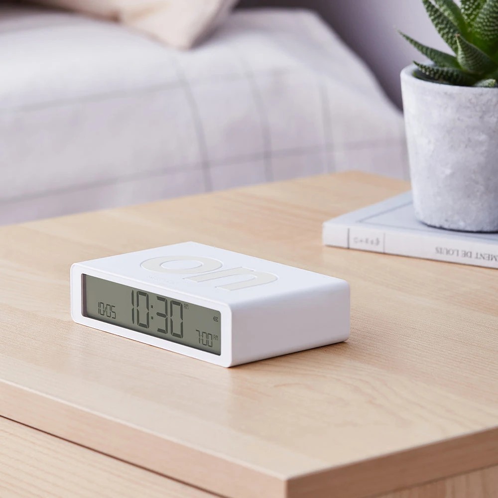 4 Lexon Flip Classic Reversible Alarm Clock - White - White, 4 of 5