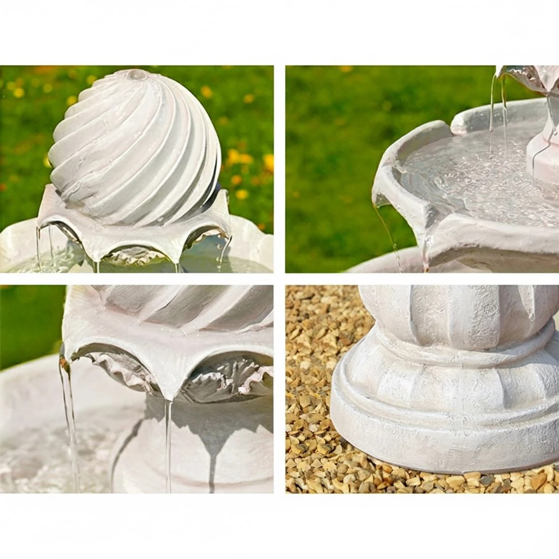 5 Gardeon Solar Water Feature 3-Tier Fountain with Pump Kit Bird Bath 93CM Ivory - Beige, 5 of 8