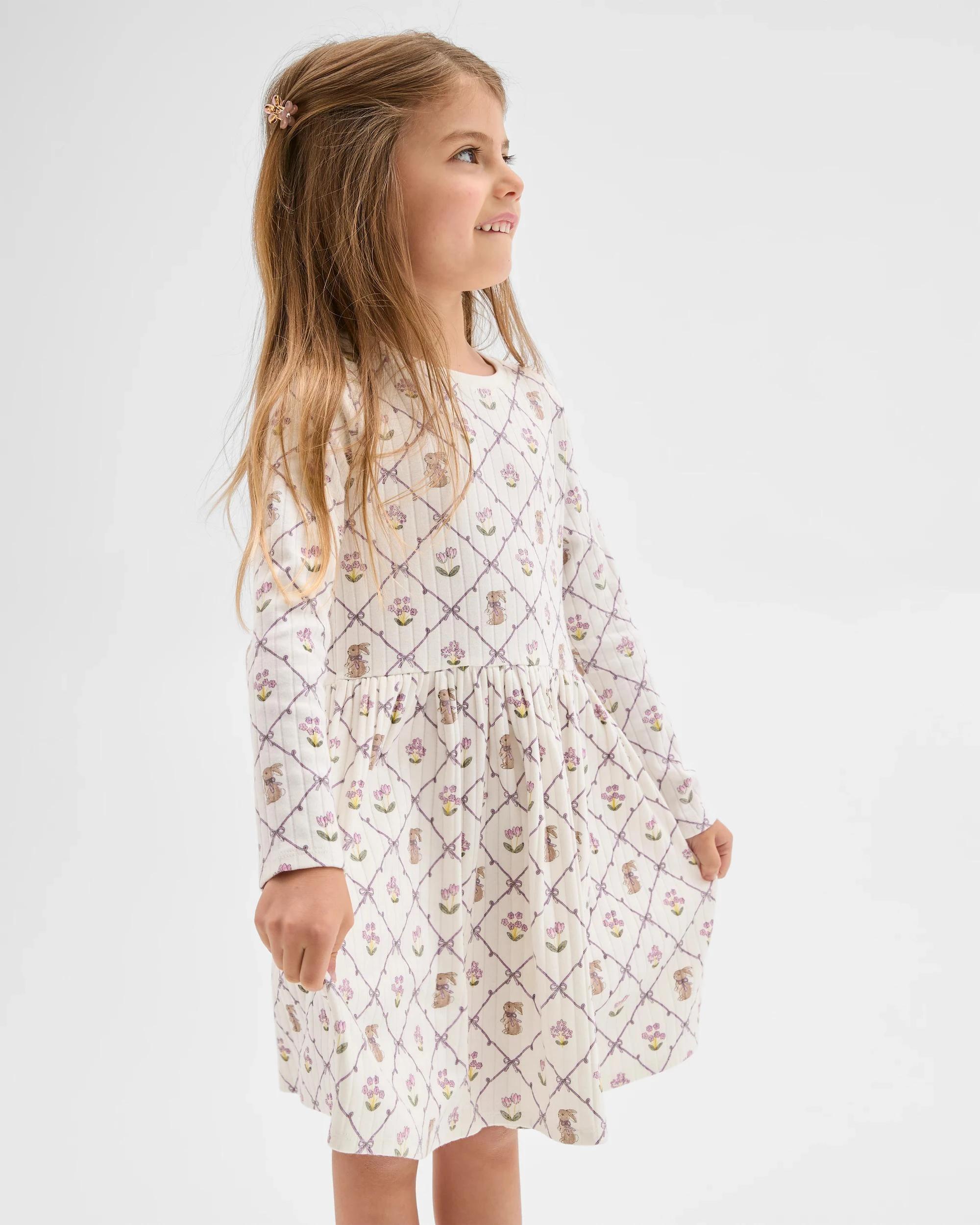 3 Target Kids Easter Australian Cotton Blend Long Sleeve Knit Dress AOP MULTI, 3 of 6