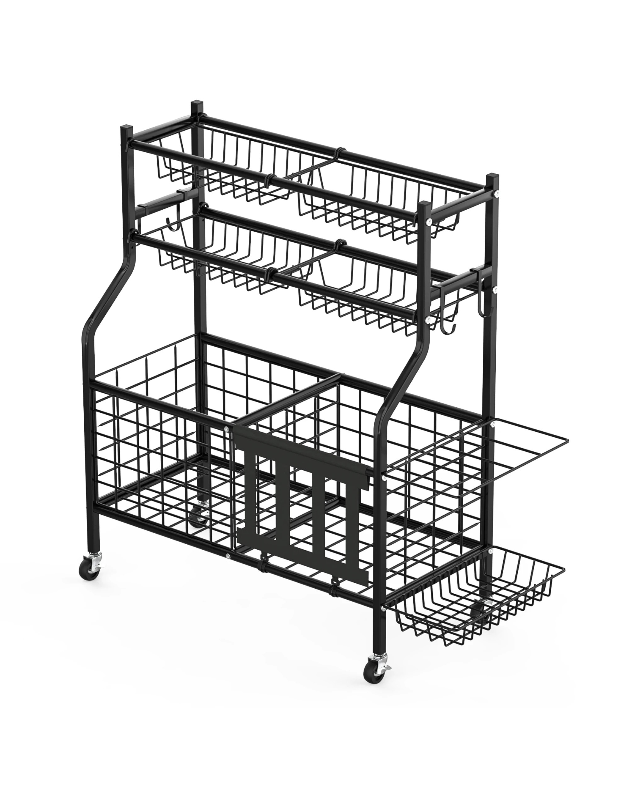 3 Advwin Home Gym Storage Rack with Wheels - Black, 3 of 5