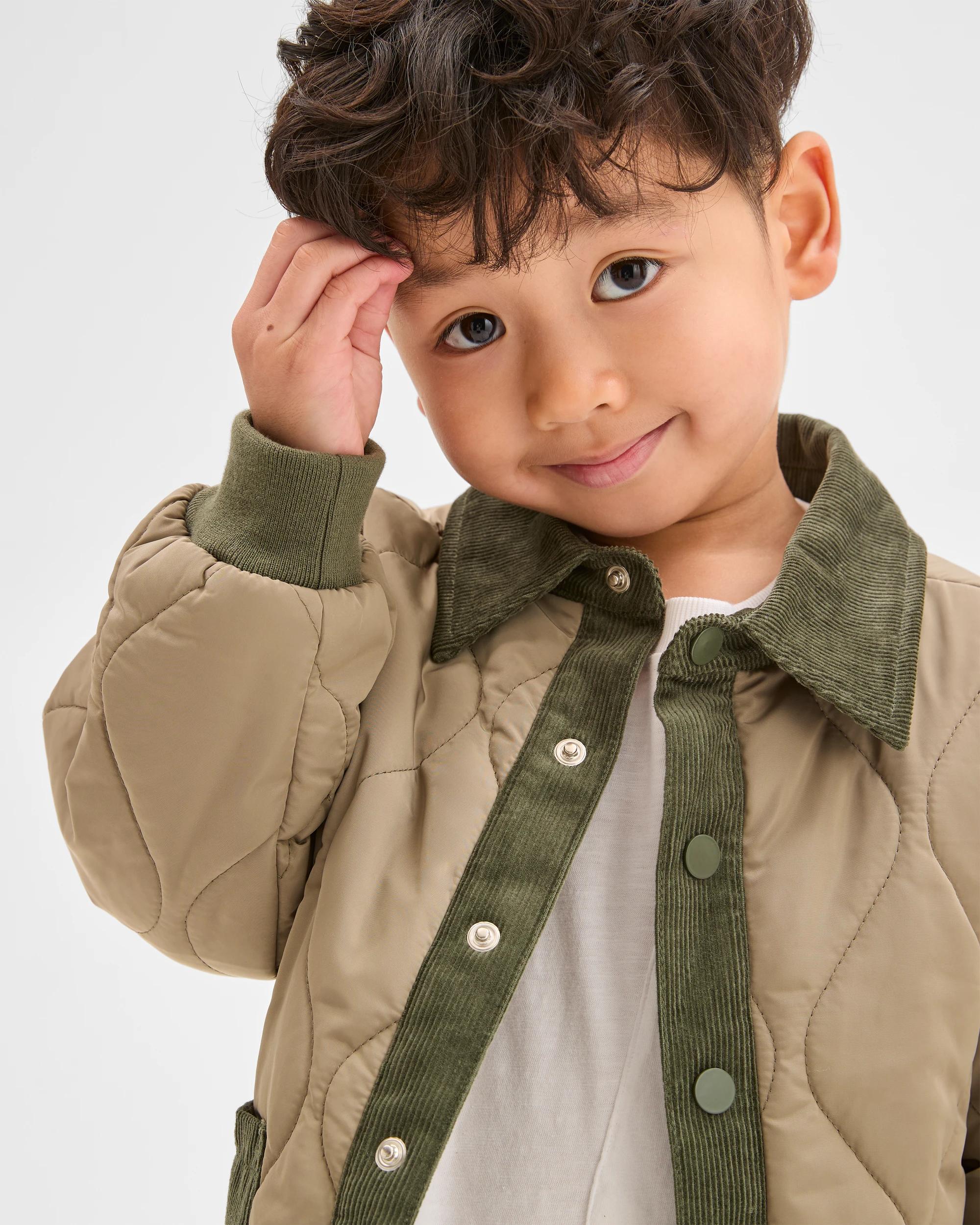3 Target Kids Quilted Puffer Collar Jacket GREEN, 3 of 7