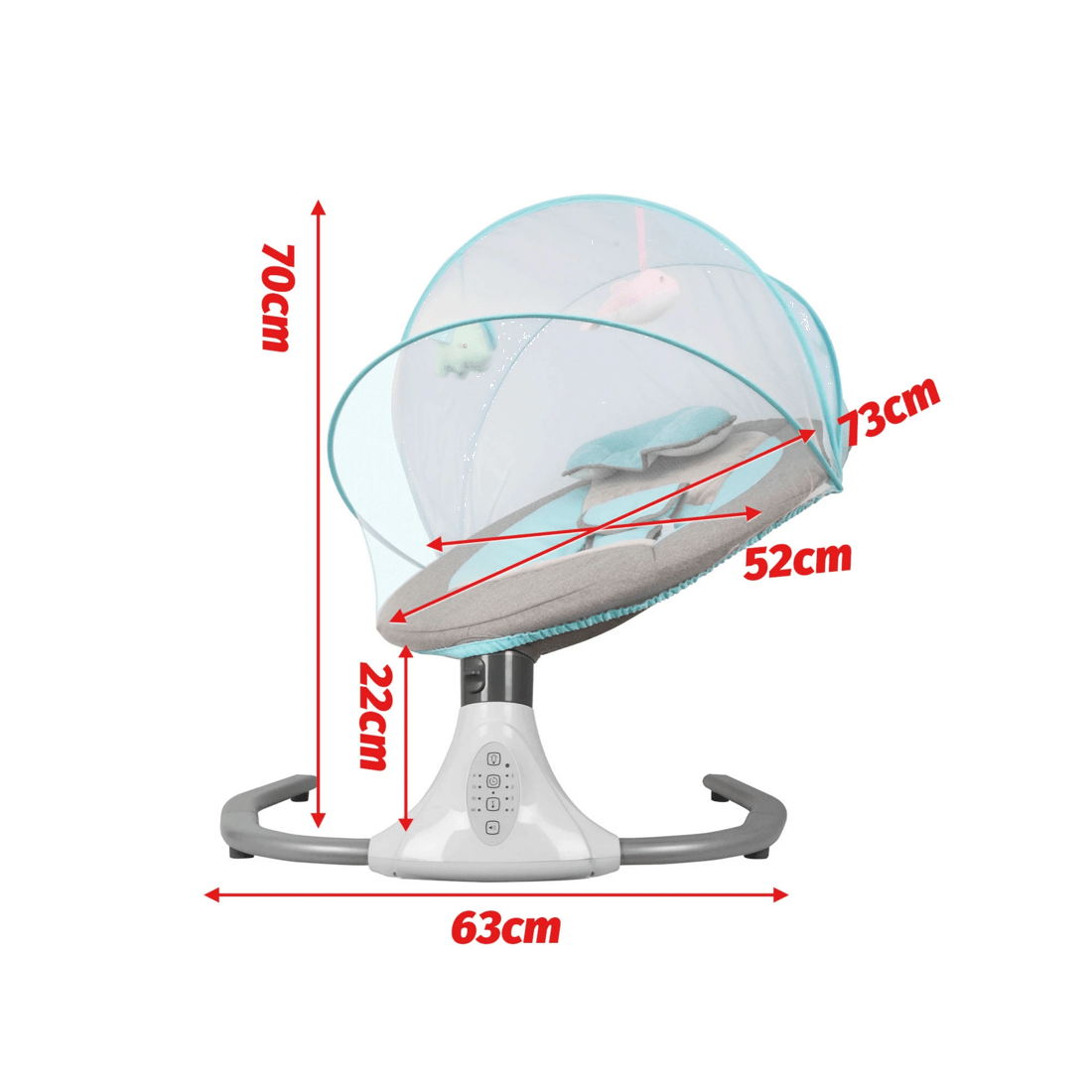 2 Advwin Electric Baby Swing Baby Bouncer Rocker With Mosquito Net Toddler Seat Soft Peachskin Blue, 2 of 9