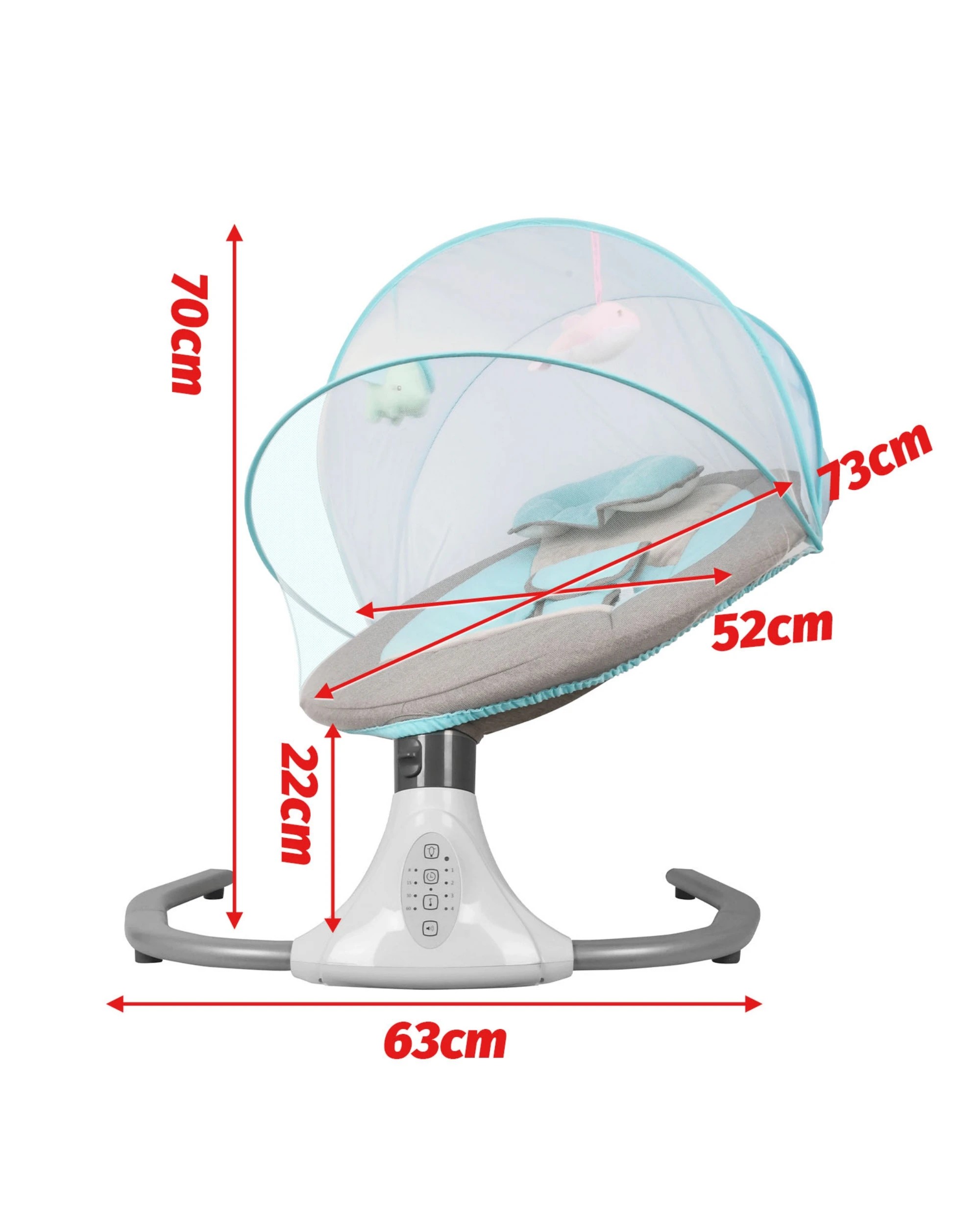 2 Advwin Electric Baby Swing Baby Bouncer Rocker with Mosquito Net Toddler Seat Soft Peachskin Blue, 2 of 9