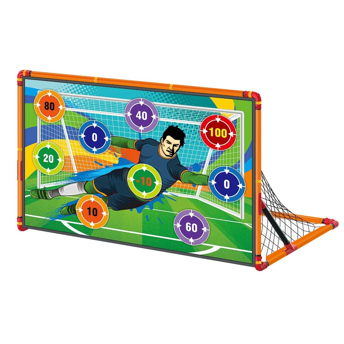 1 Ausway Kids Soccer Goal Set Backyard 2 in 1 Football Training Net Folding Posts 137cm, 1 of 7