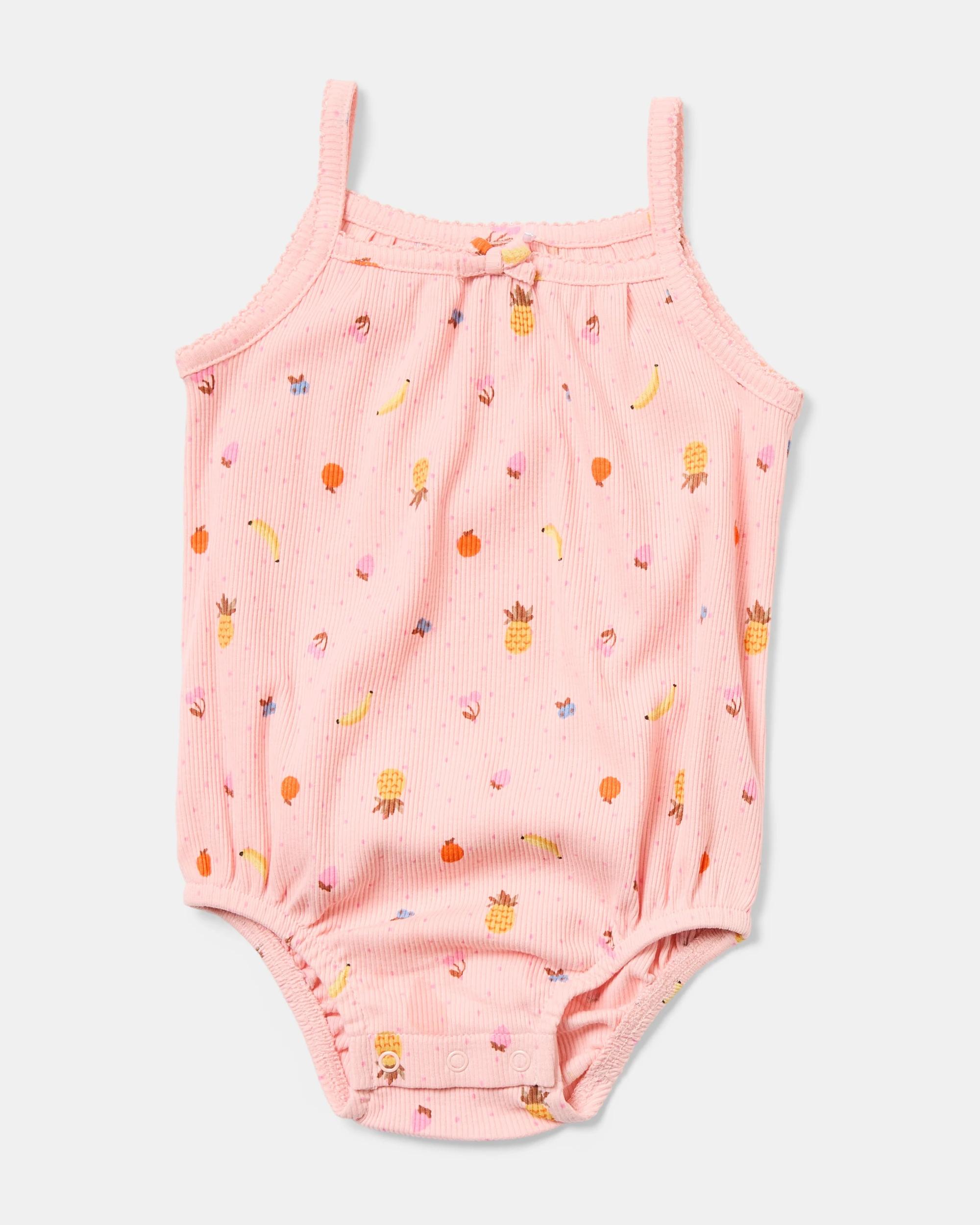 5 3 Pack Sleeveless Rib Bodysuits Fruit Strp, 5 of 9