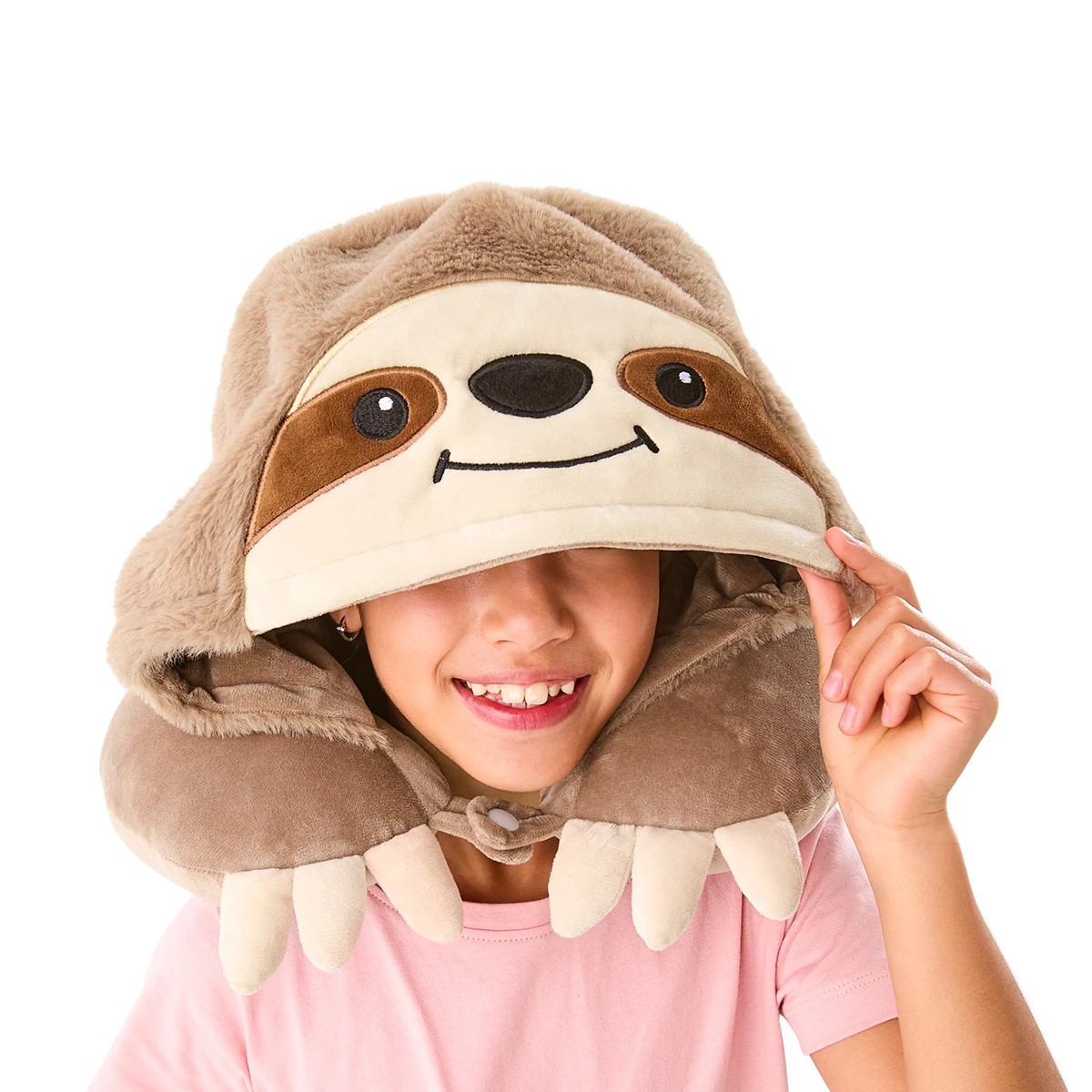 3 Plush Hood Pillow - Sloth, 3 of 10