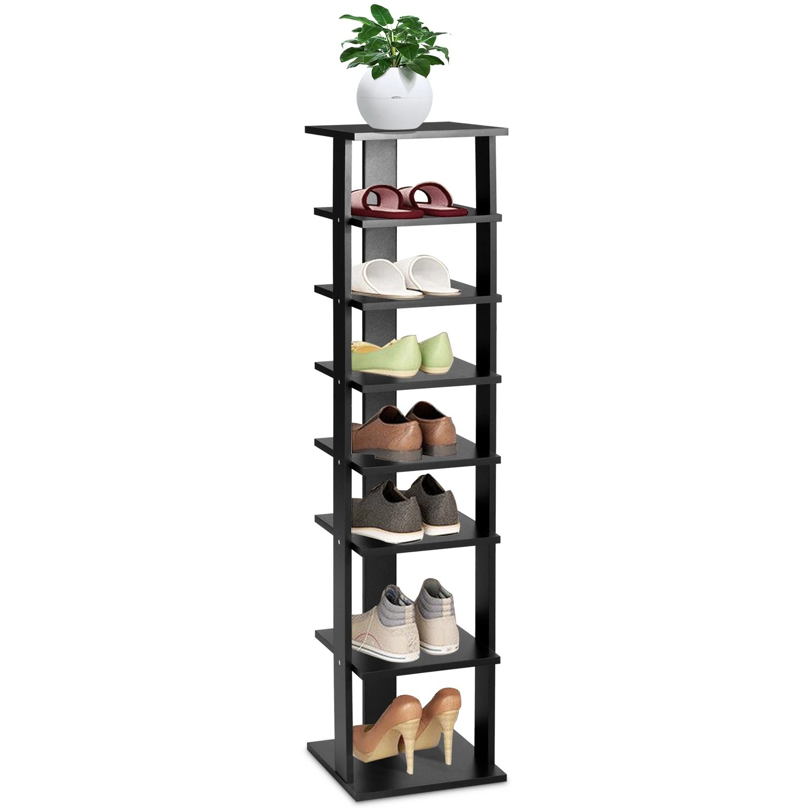 1 Costway 8-Tier Single Shoe Rack Narrow Shoe Storage Organizer w/Removable Shelf, 1 of 3