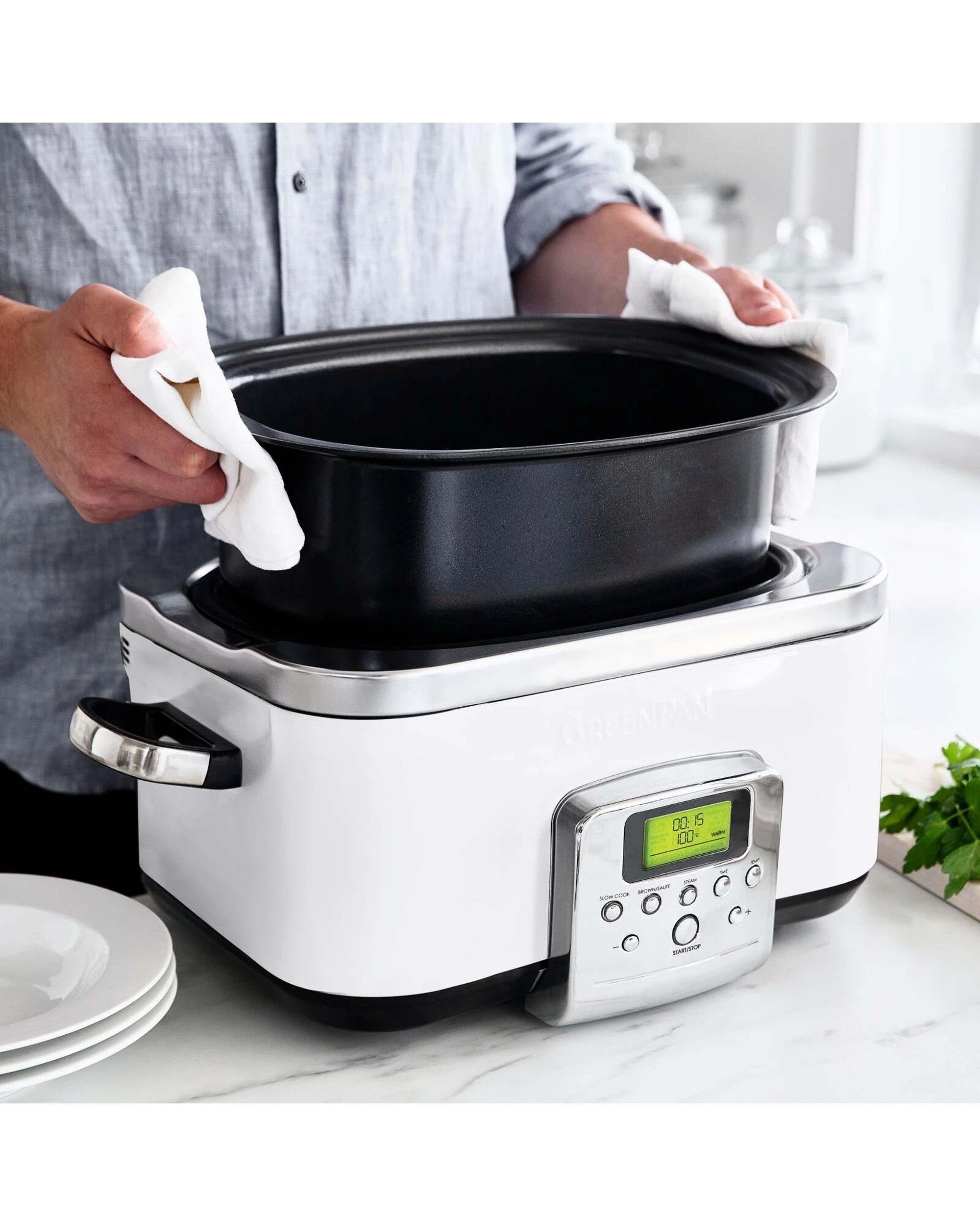 7 Greenpan Elite Cloud Slow Cooker Home Kitchen Cooking Pot 6L 230V 2200W - White, 7 of 7