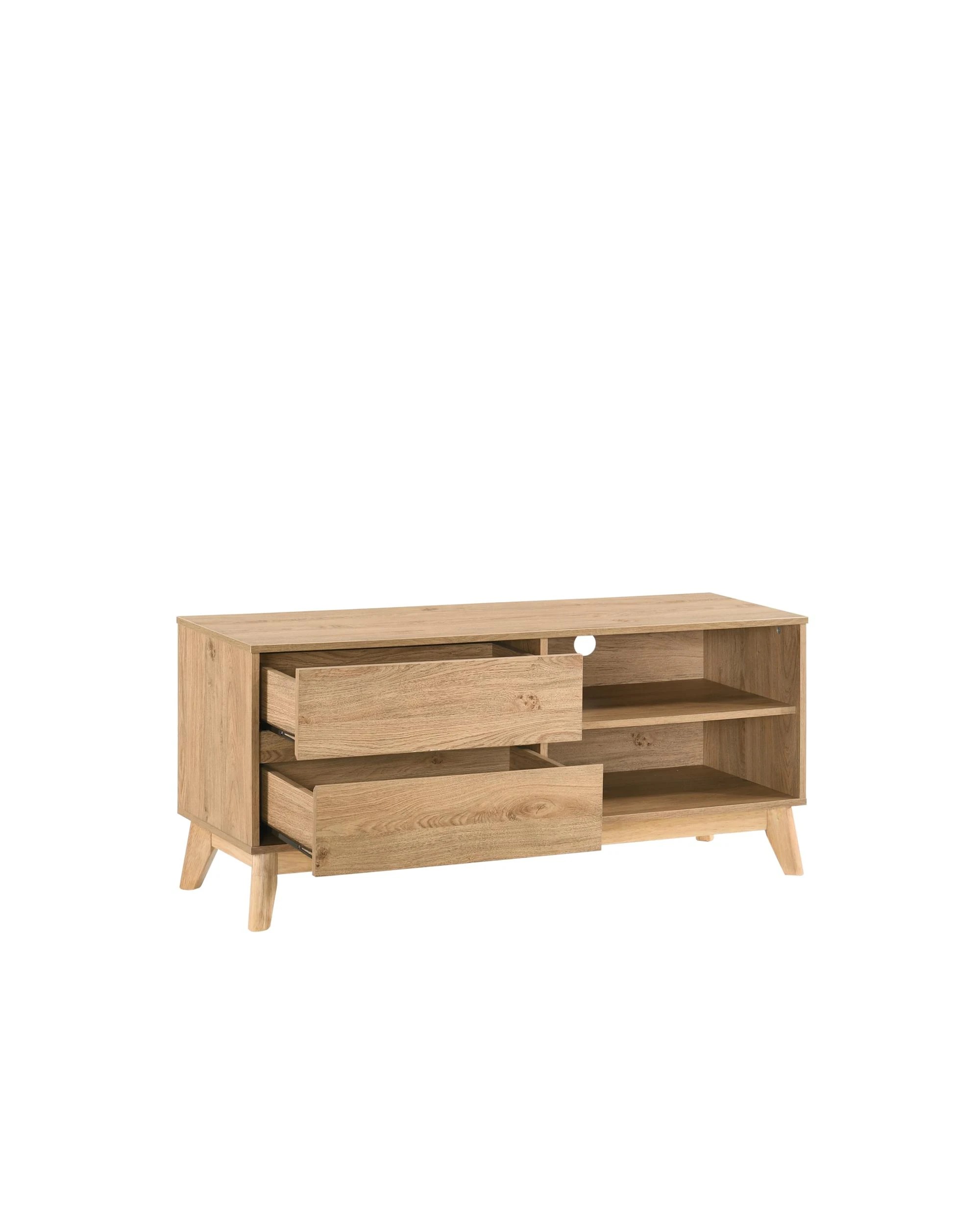 6 Kodu TV Entertainment Unit TV Stand 120cm 2 Drawers Oak - Natural, 6 of 7