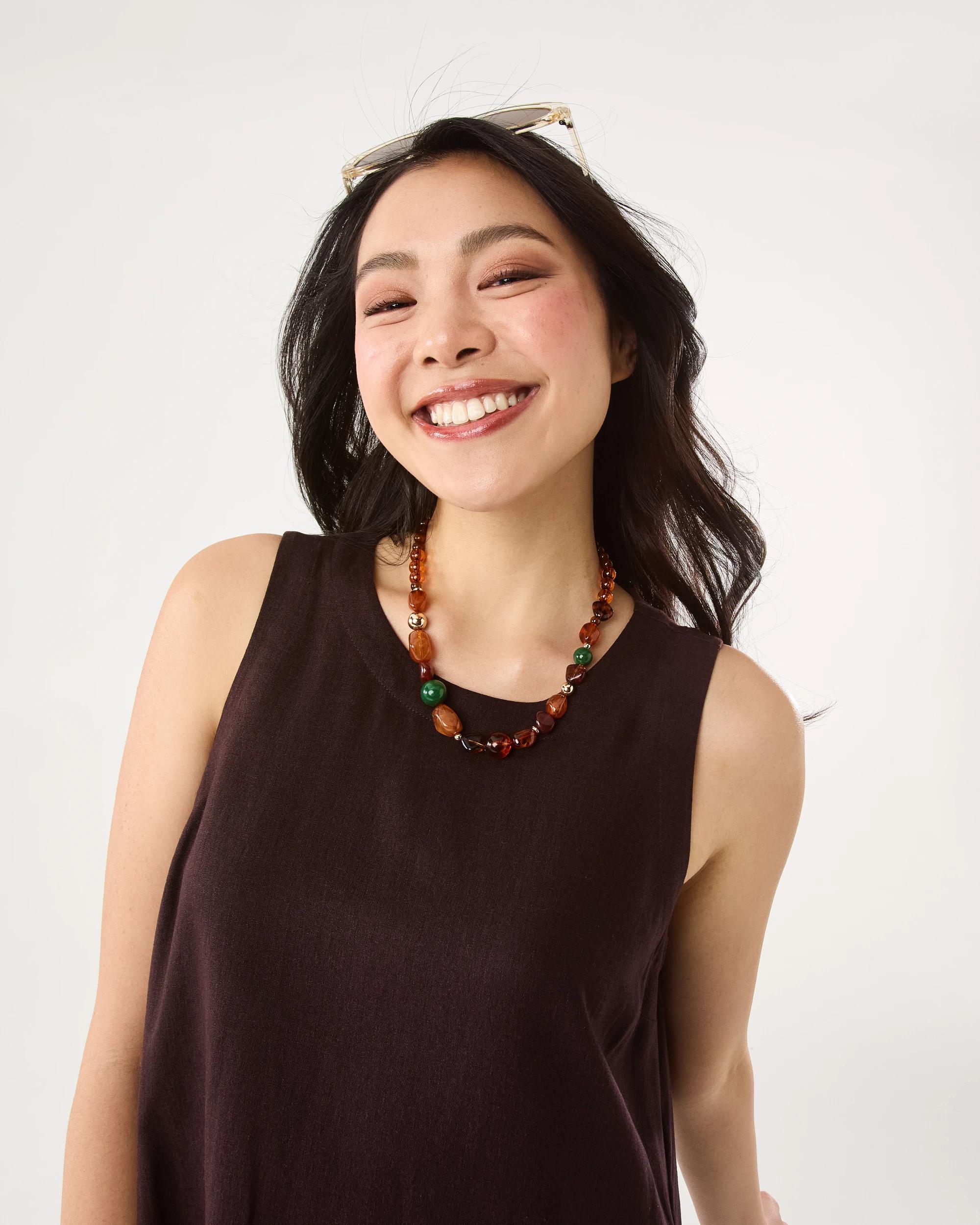 4 Graduated Bead Necklace - Brown Brown, 4 of 5