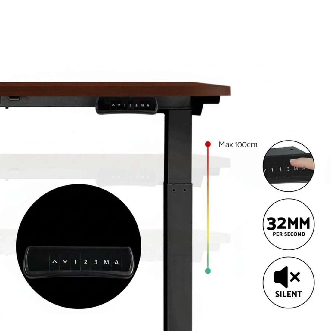 4 Artiss Standing Desk Motorised Dual Motor Walnut 140CM - Brown, 4 of 5