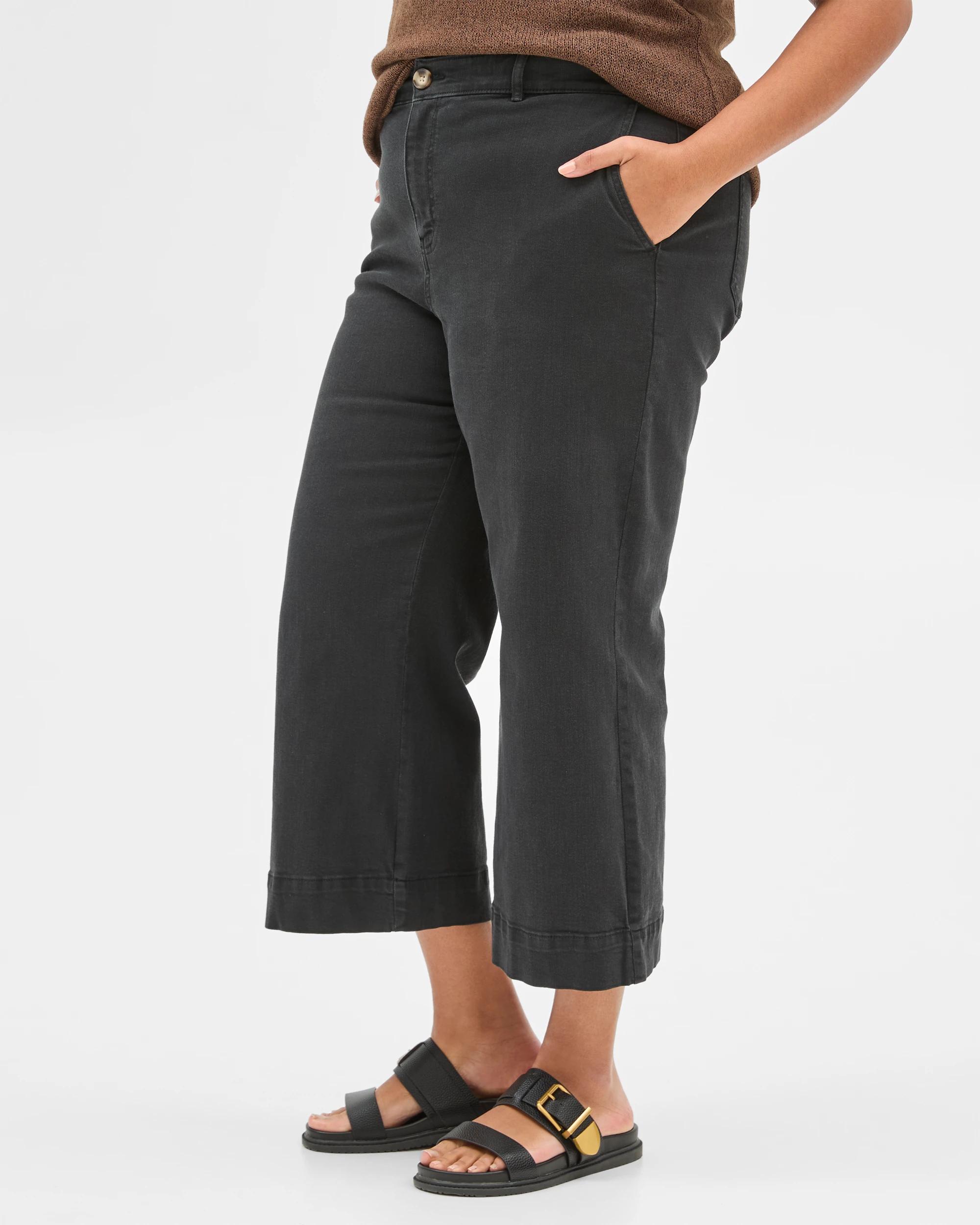 4 Target Plus Size Twill Stretch Wide Leg Pants BLACK, 4 of 6