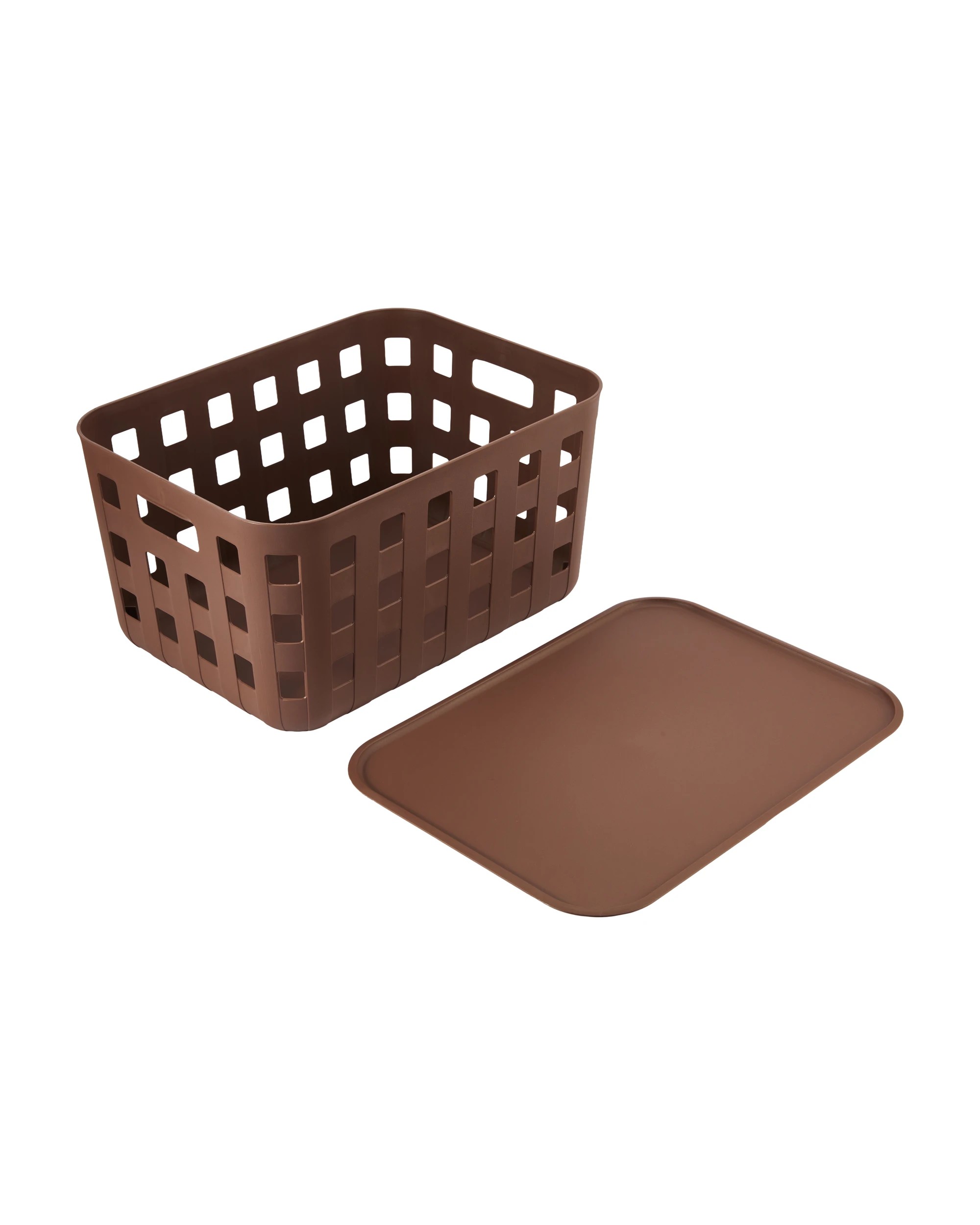 6 28L Rectangle Trellis Basket with Lid - Chocolate, 6 of 8