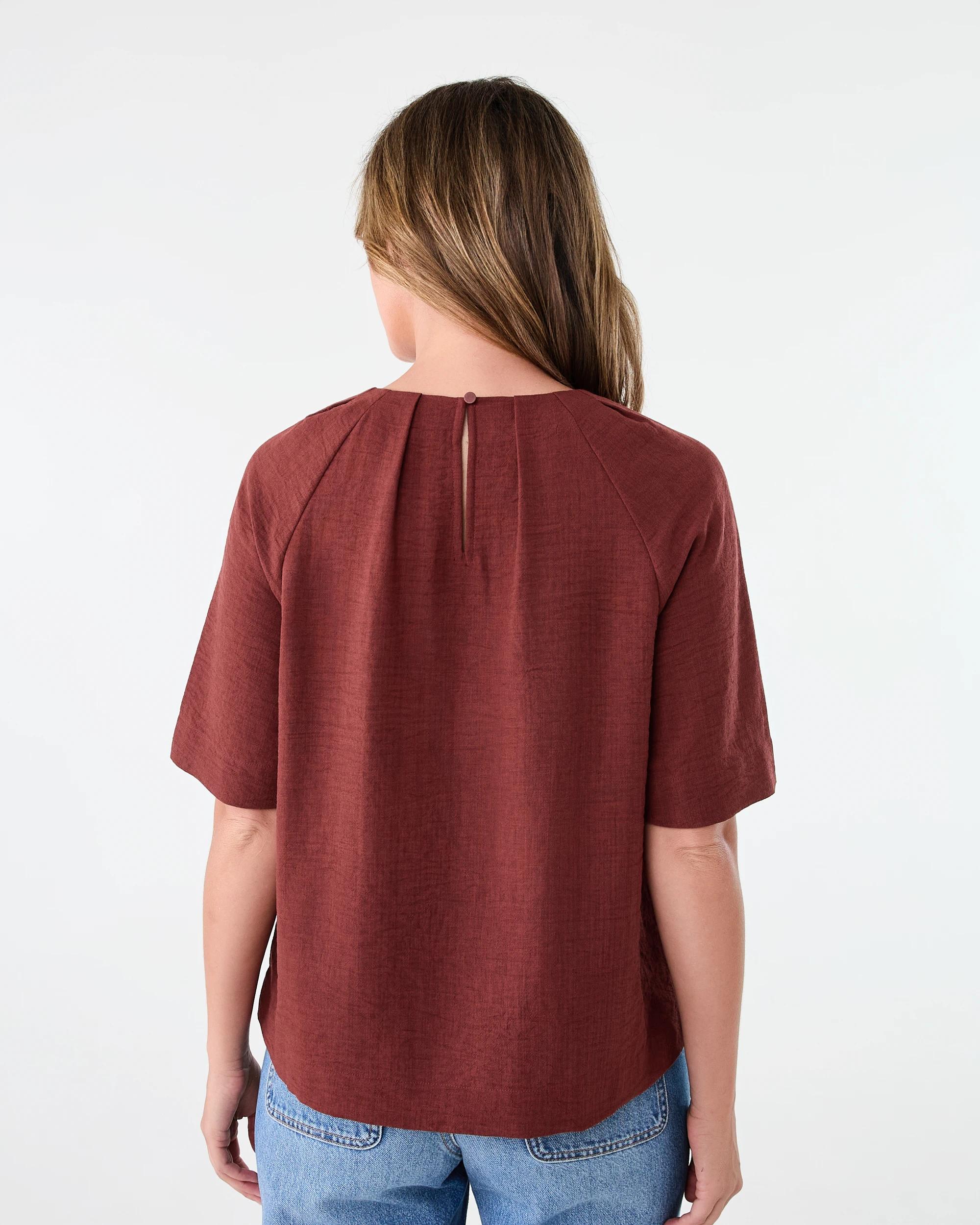 3 Short Sleeve Tuck Top Burnt Rust, 3 of 7