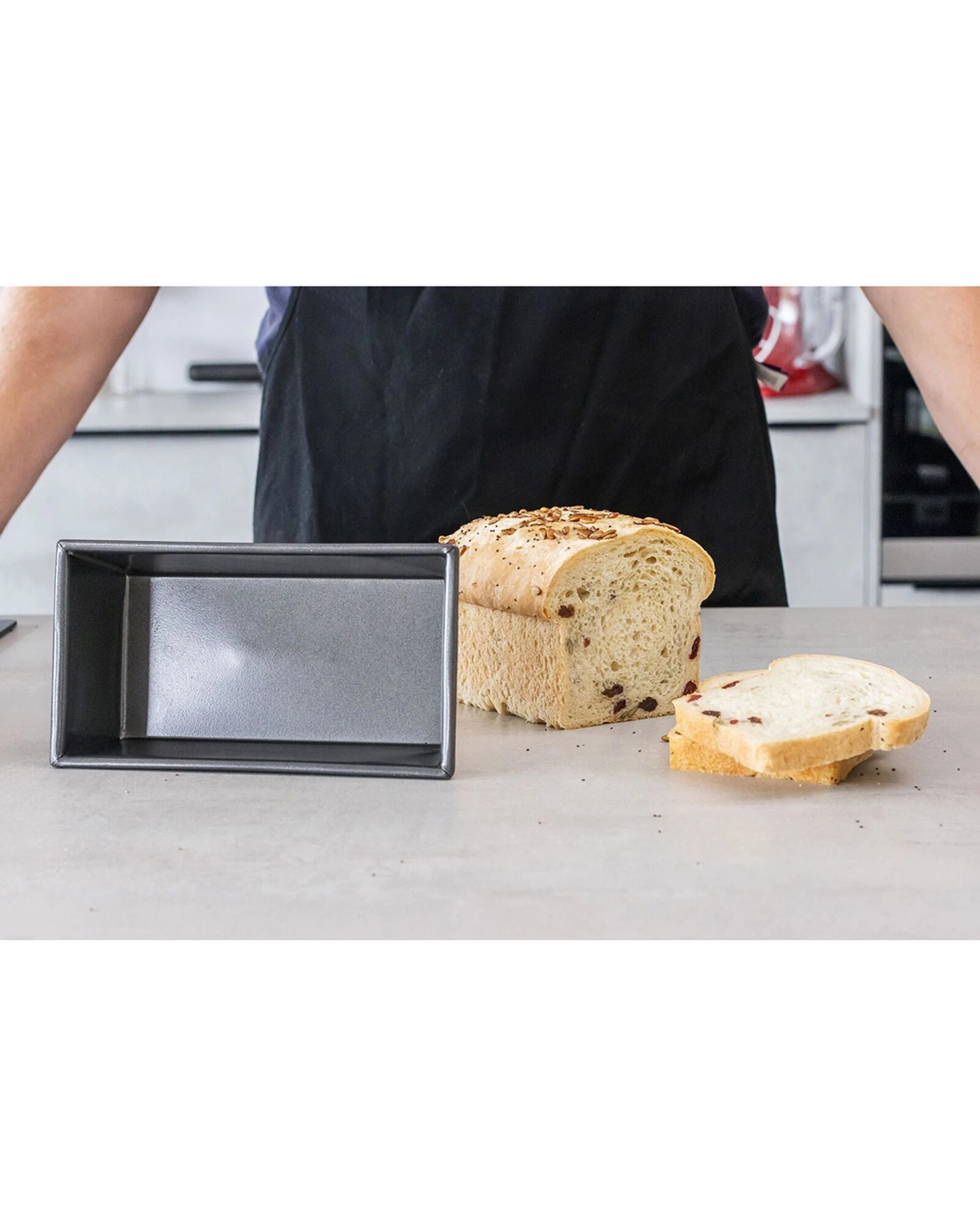 3 Mastercraft 2x 21x11cm Heavy Base Non-Stick Box Sided Loaf Bread Pan - Black, 3 of 6