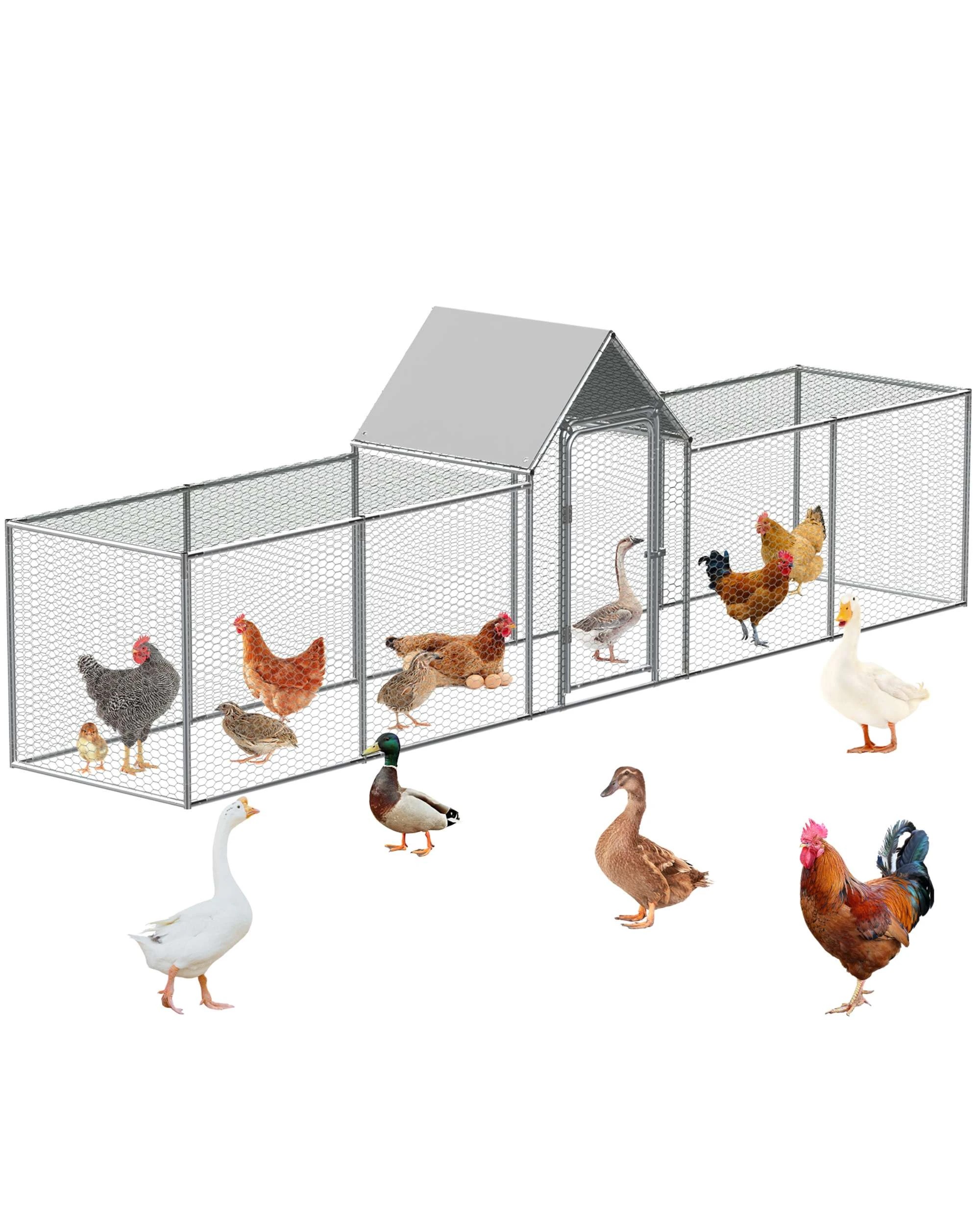 1 Advwin Large Walk-in Chicken Coop Cage Rabbit Hutch, 1 of 8