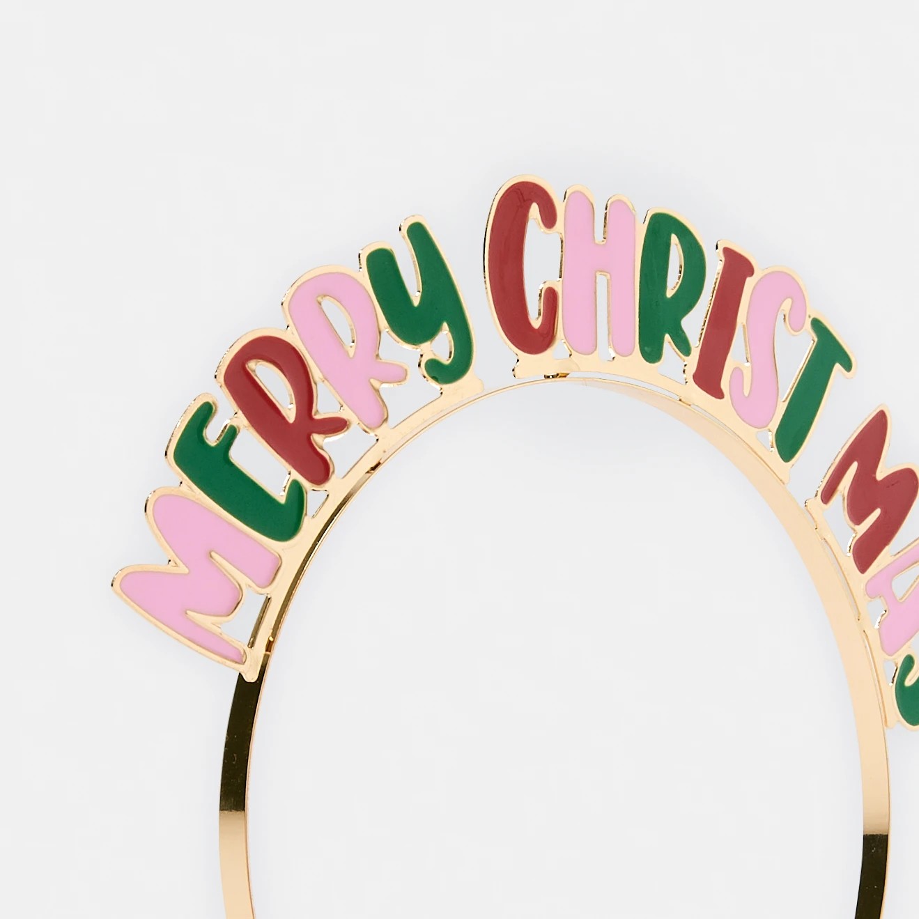 3 Merry Christmas Headband - Gold Tone, Pink, Red and Green, 3 of 3