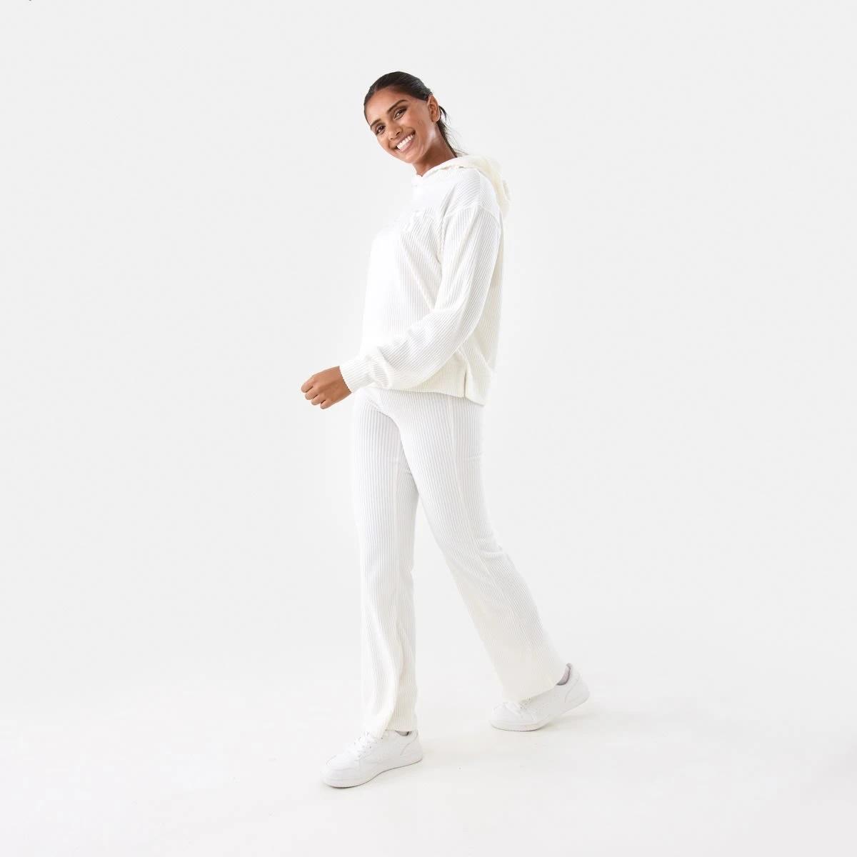 3 Everlast Womens Ribbed Luxe Flare Trackpants Bone, 3 of 5