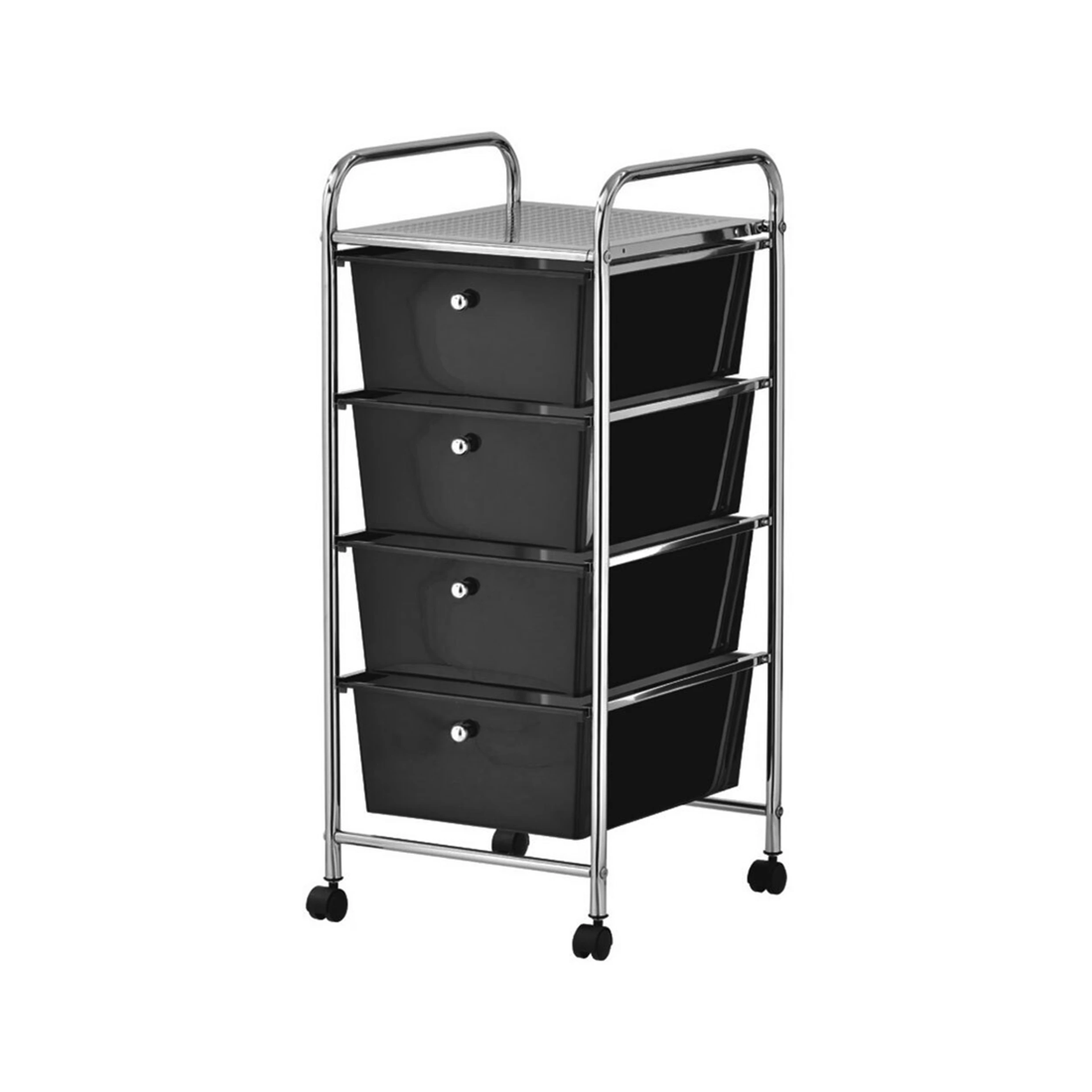 2 Box Sweden 4 Draw Metal Trolley Storage Trolley Mobile Storage Metal Frame - Black, 2 of 3