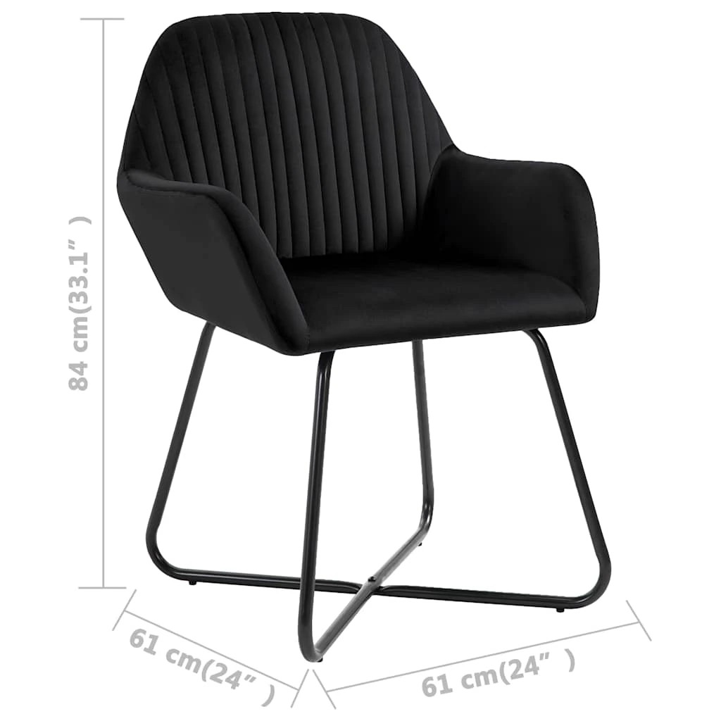 8 Vidaxl Dining Chairs 2 Pcs Velvet - Black, 8 of 8