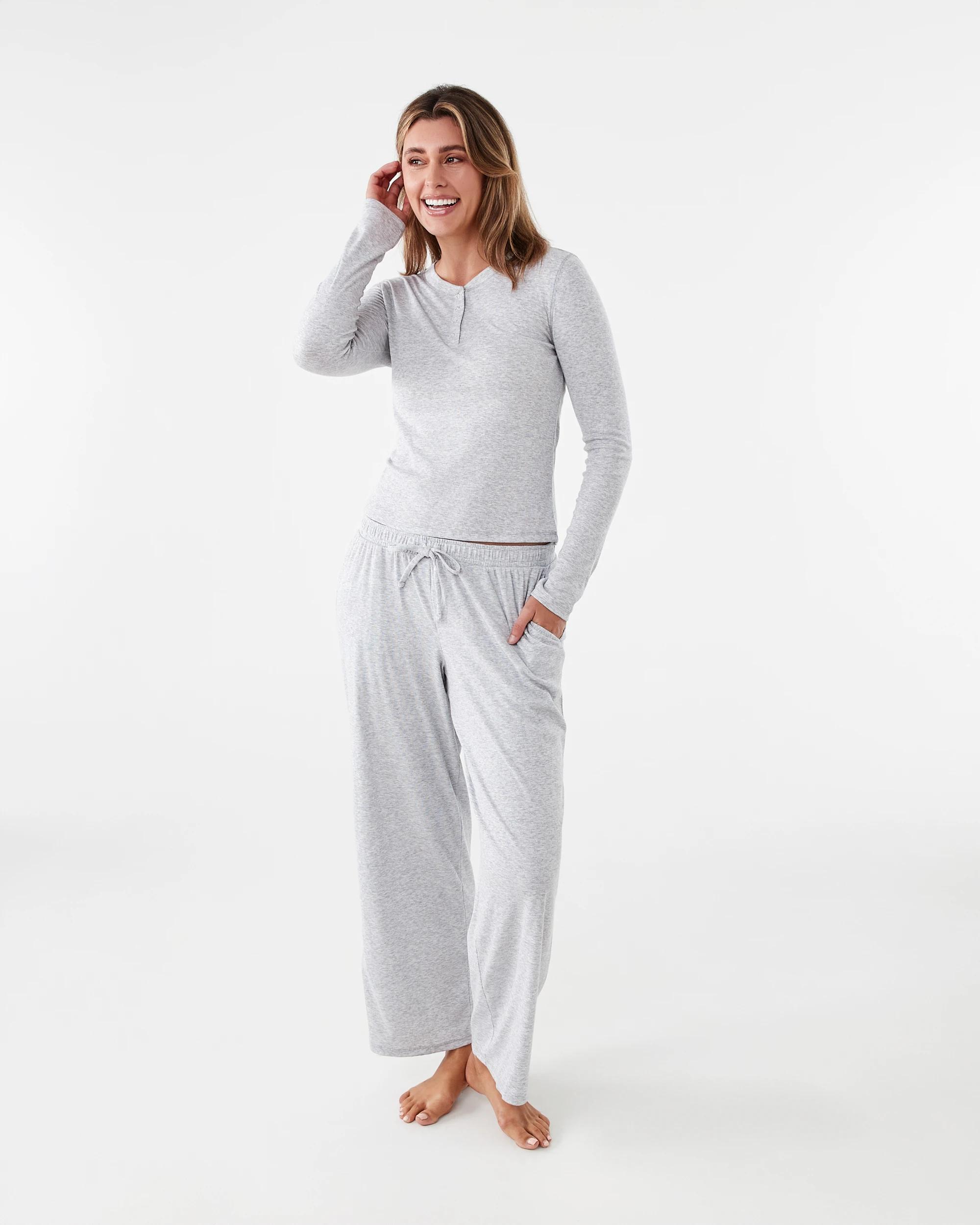 6 Rib Wide Leg Comfort Pants SILVER MARLE, 6 of 6