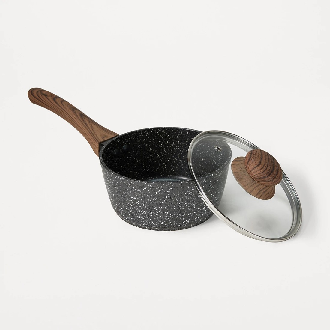 1 16cm Wood Look Handle Saucepan, 1 of 7