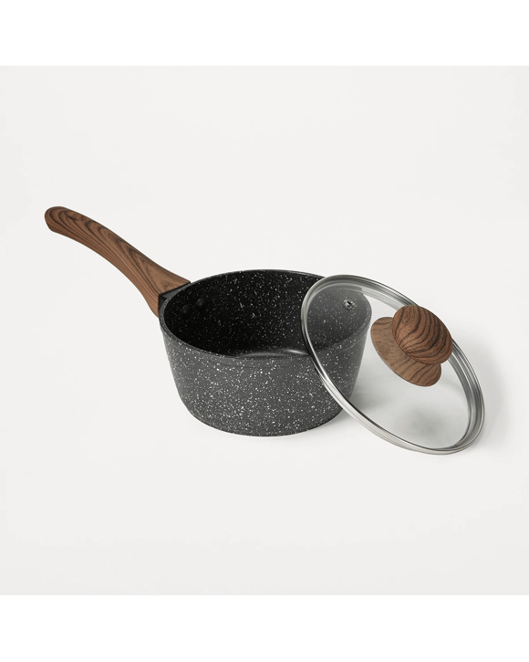 16cm Wood Look Handle Saucepan