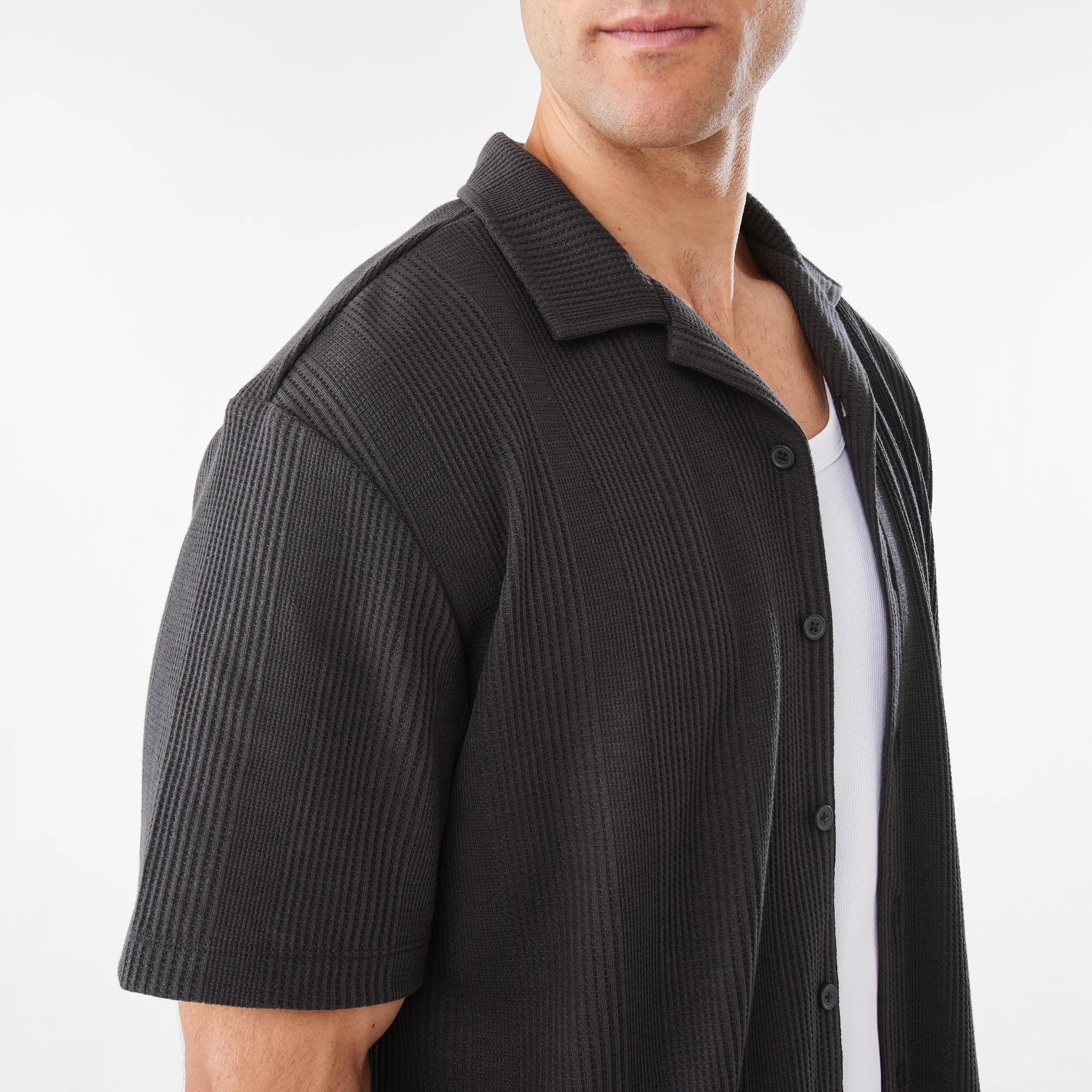 7 Short Sleeve Textured Knit Shirt OYSTER BLACK, 7 of 9
