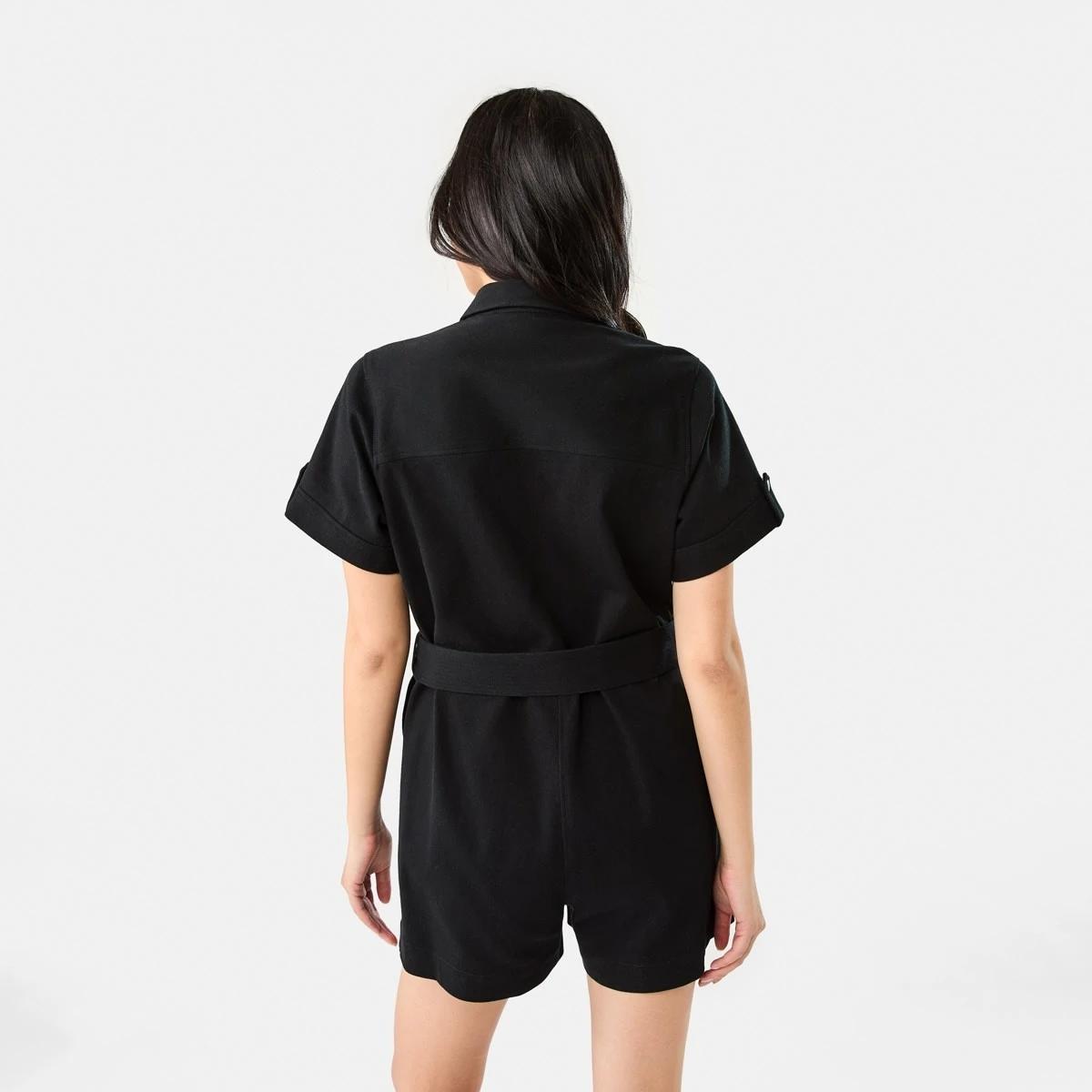 4 Short Sleeve Belted Playsuit BLACK, 4 of 11
