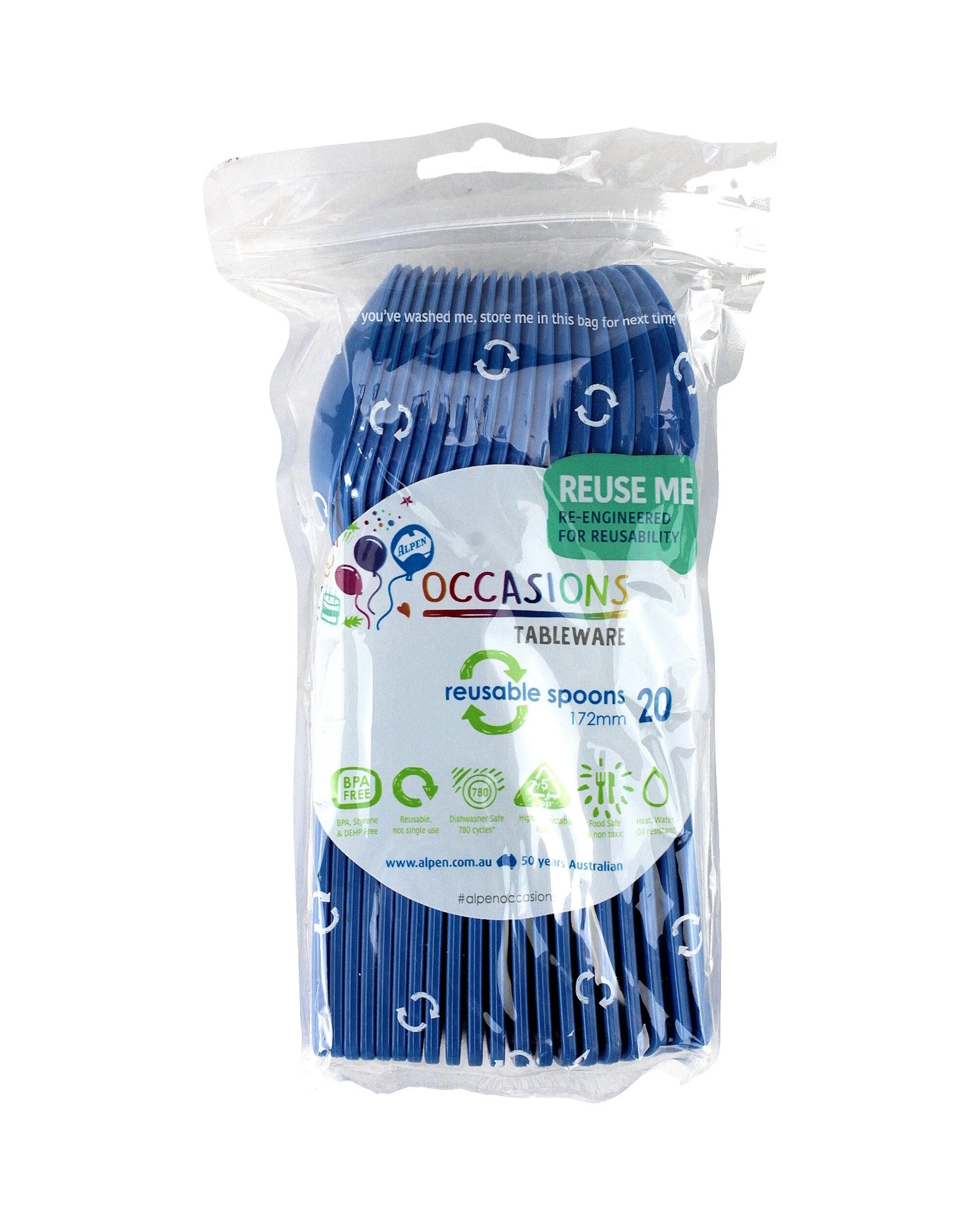 2 Alpen Reusable Spoons Pack of 20 - Fashion Royal Blue - Royal Blue, 2 of 3