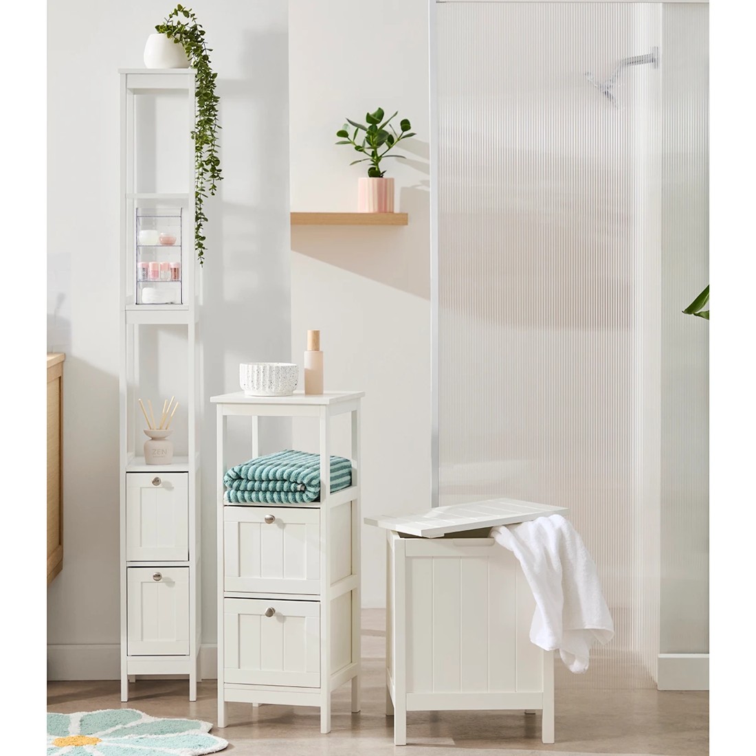 9 Panelled Slim 5 Tier Unit - White, 9 of 9