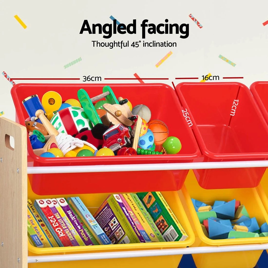 8 Keezi Kids Toy Box 12 Bins Bookshelf Organiser Children Storage Rack
 - Brown, 8 of 8