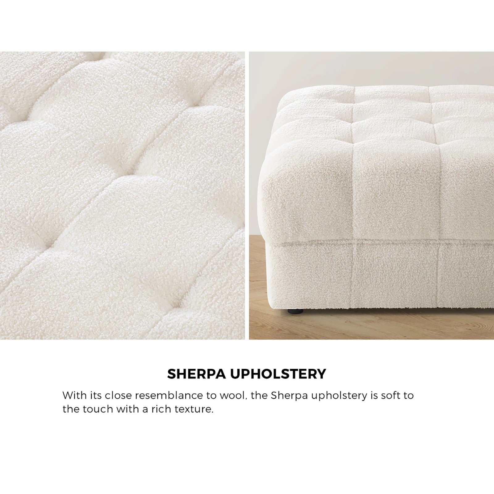 5 Oikiture 1 Seater Boucle Modular Ottoman Lounge Chair Armless Tofu
 - White, 5 of 10