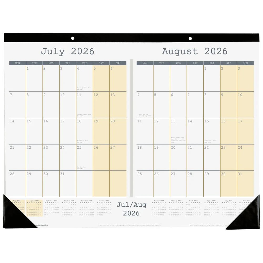 1 Sasco 43x55cm Bi-Monthly Deluxe FY26/27 Desk Planner, 1 of 1