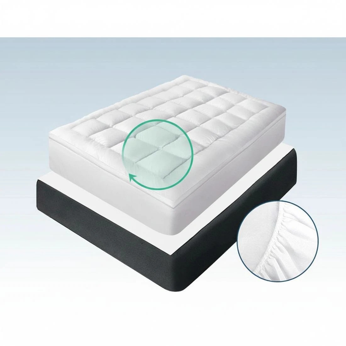 7 Giselle Bedding 5cm Bamboo Pillowtop Mattress Topper 1000GSM Mattress Pad for Back Pain Relief - Single Bed - White, 7 of 8