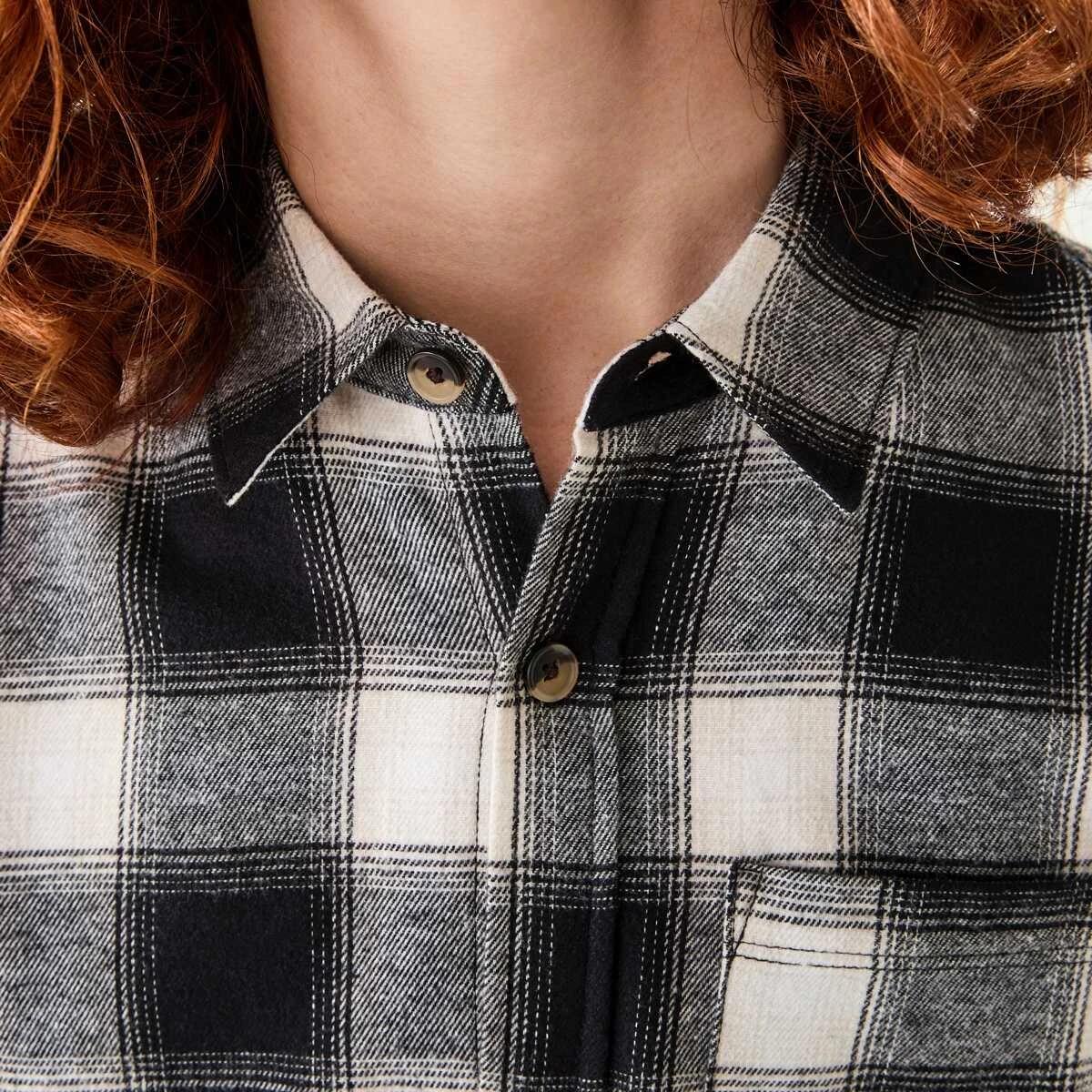 4 Long Sleeve Flannel Shirt Blk Check, 4 of 9