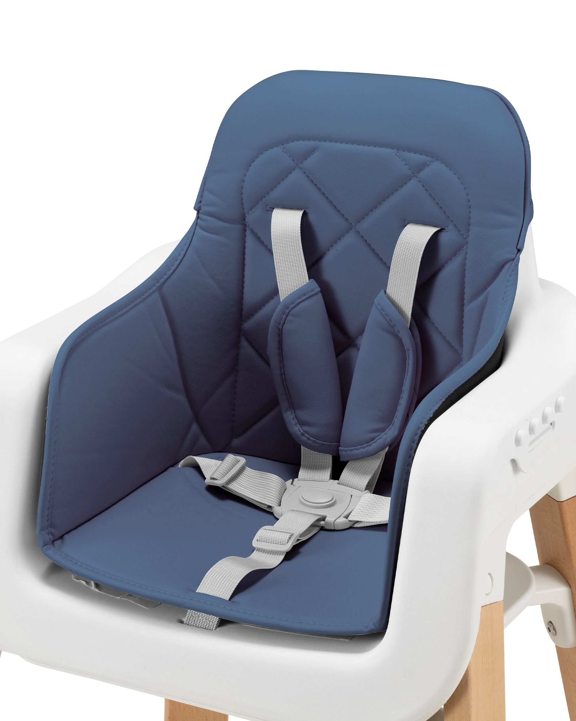 6 PlayPals 3-In-1 Baby High Chair Stable Wooden Feeding Chair Adjustable Tray & Footrest Blue, 6 of 9