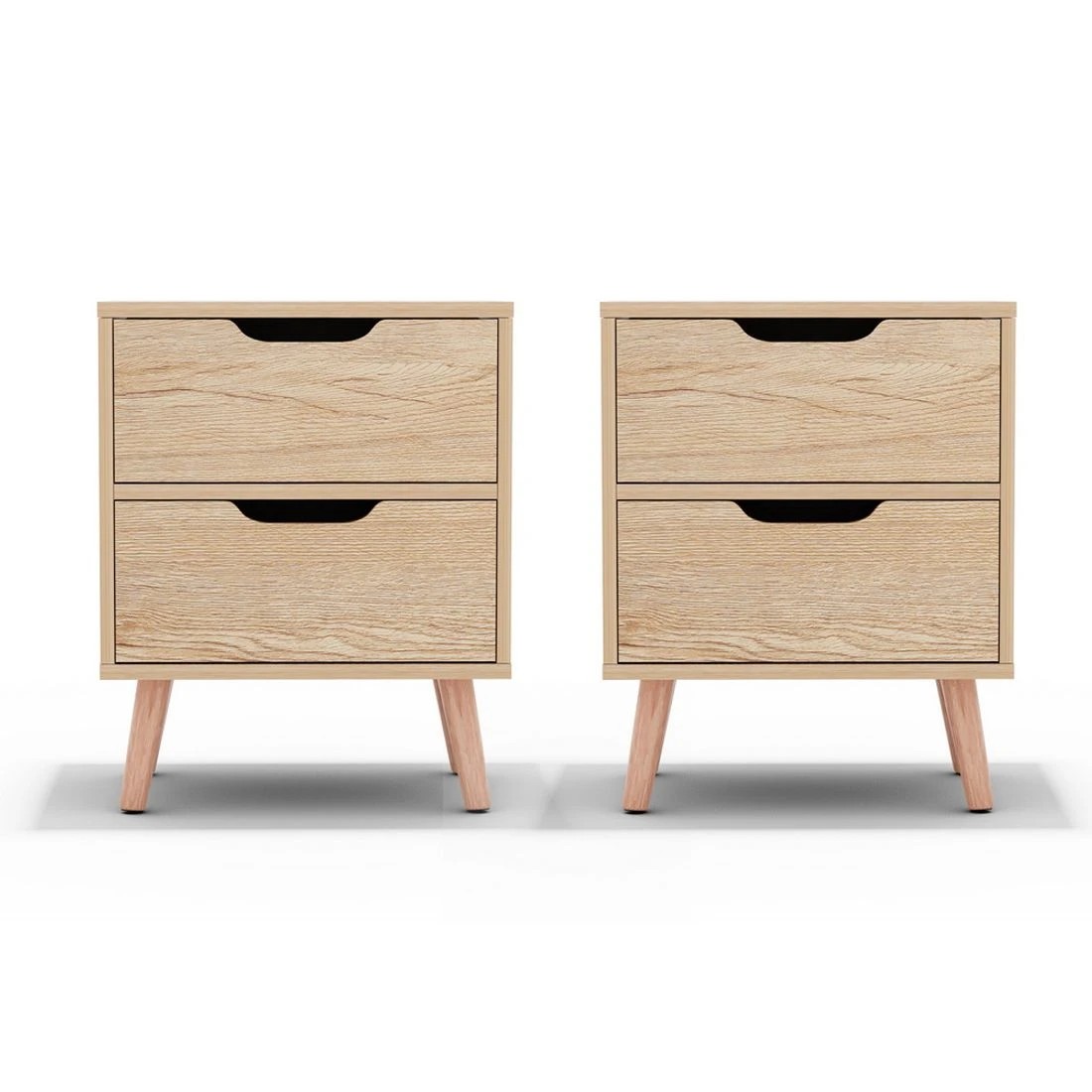 3 Artiss 2 x Bedside Table 2 Drawers - Natural, 3 of 7