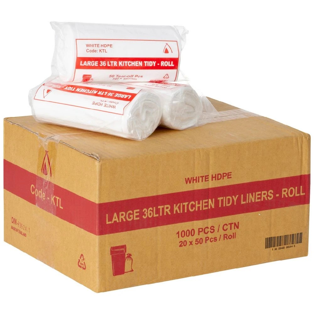 1 Tailored Packaging Kitchen Bin Liners 36L 1000 Pack White, 1 of 1