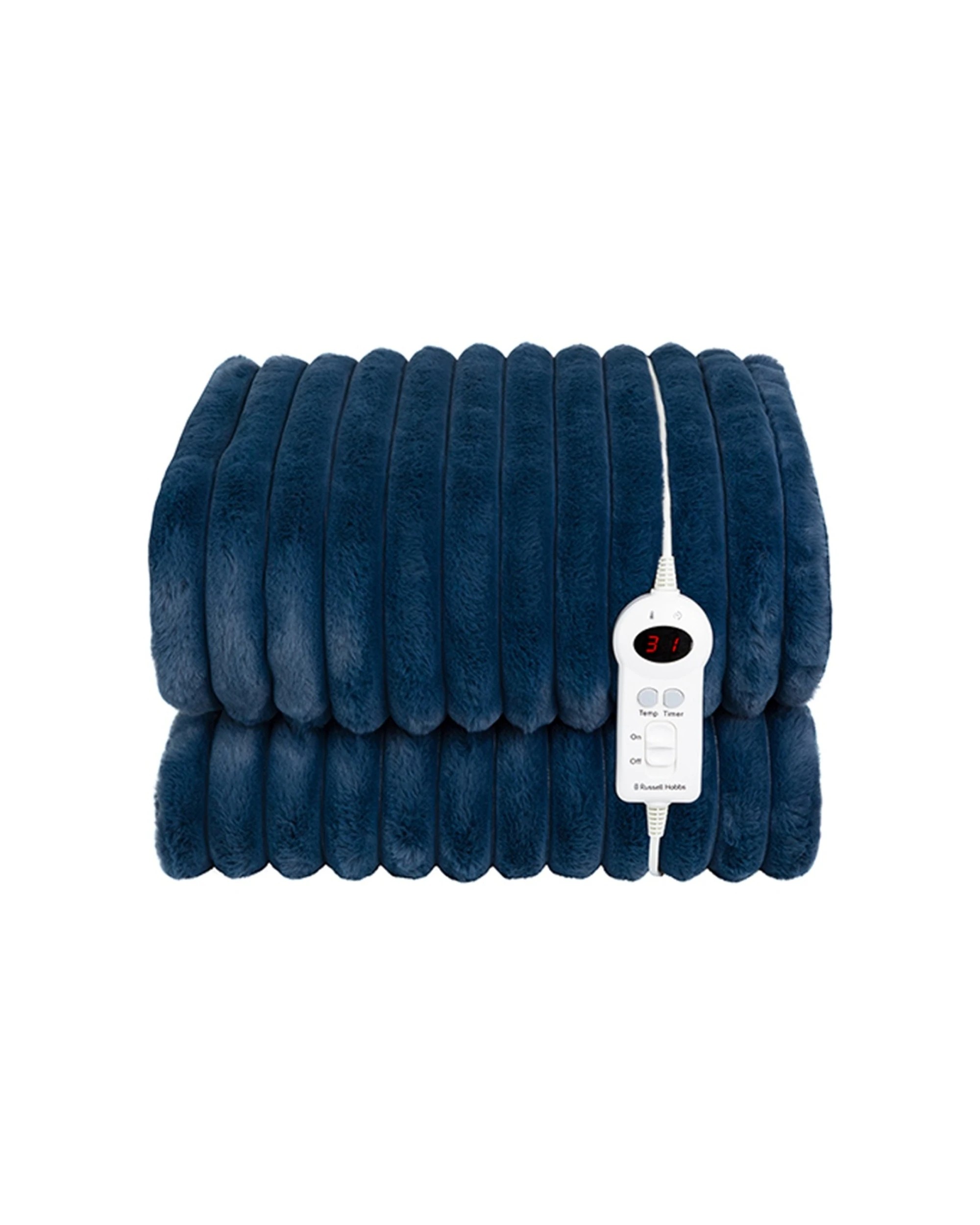 1 Russell Hobbs Faux Fur Sherpa Heated Throw With 9 Heat Settings 180x130cm - Blue, 1 of 2