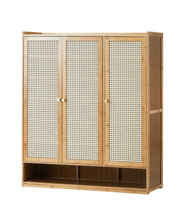 Oikiture Shoe Storage Cabinet Shoes Rack Organiser 7 Tier Shelf Rattan
 - Nat