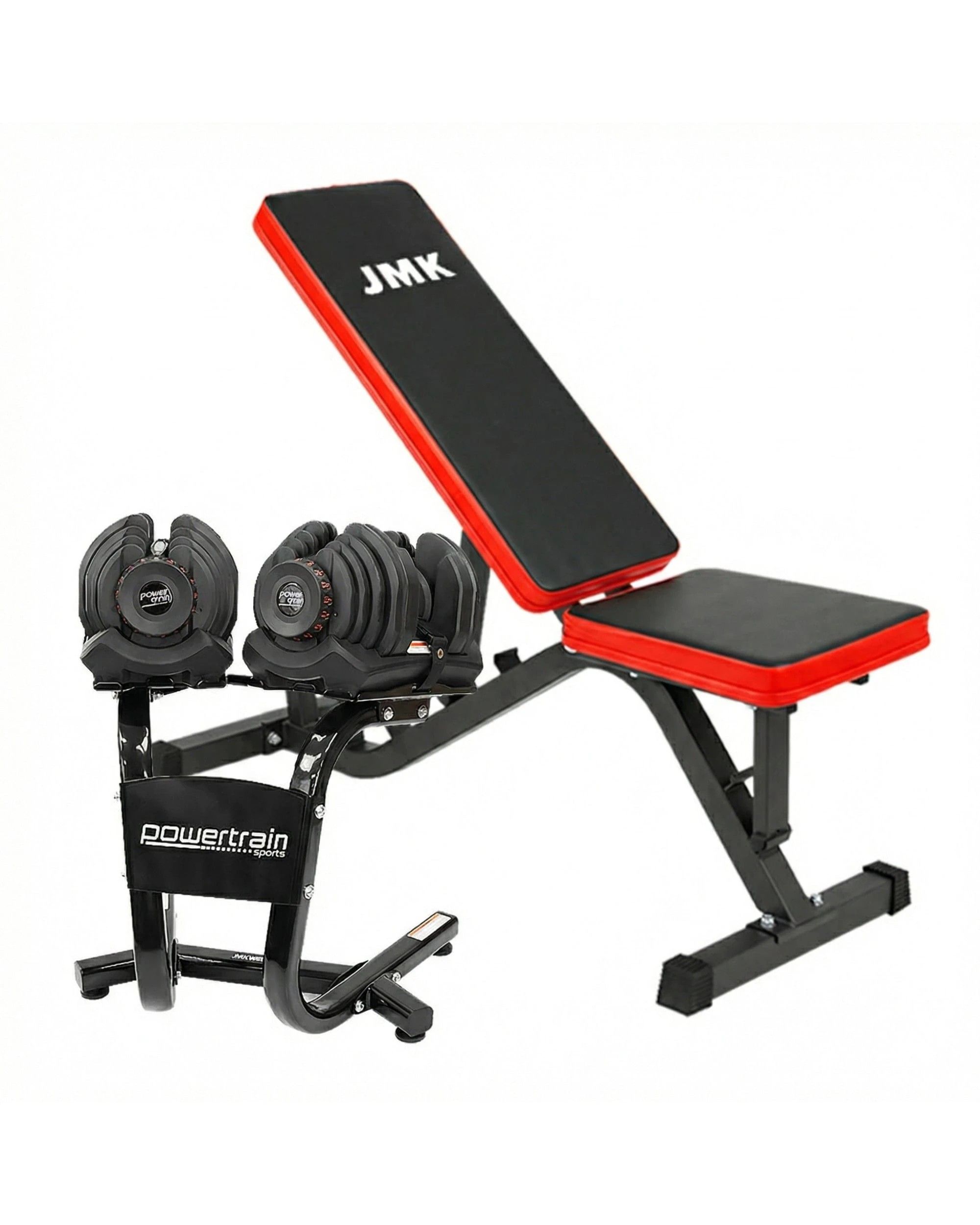 1 Powertrain 80kg Adjustable Dumbbells and Stand Home Gym and Bench - Black, 1 of 9
